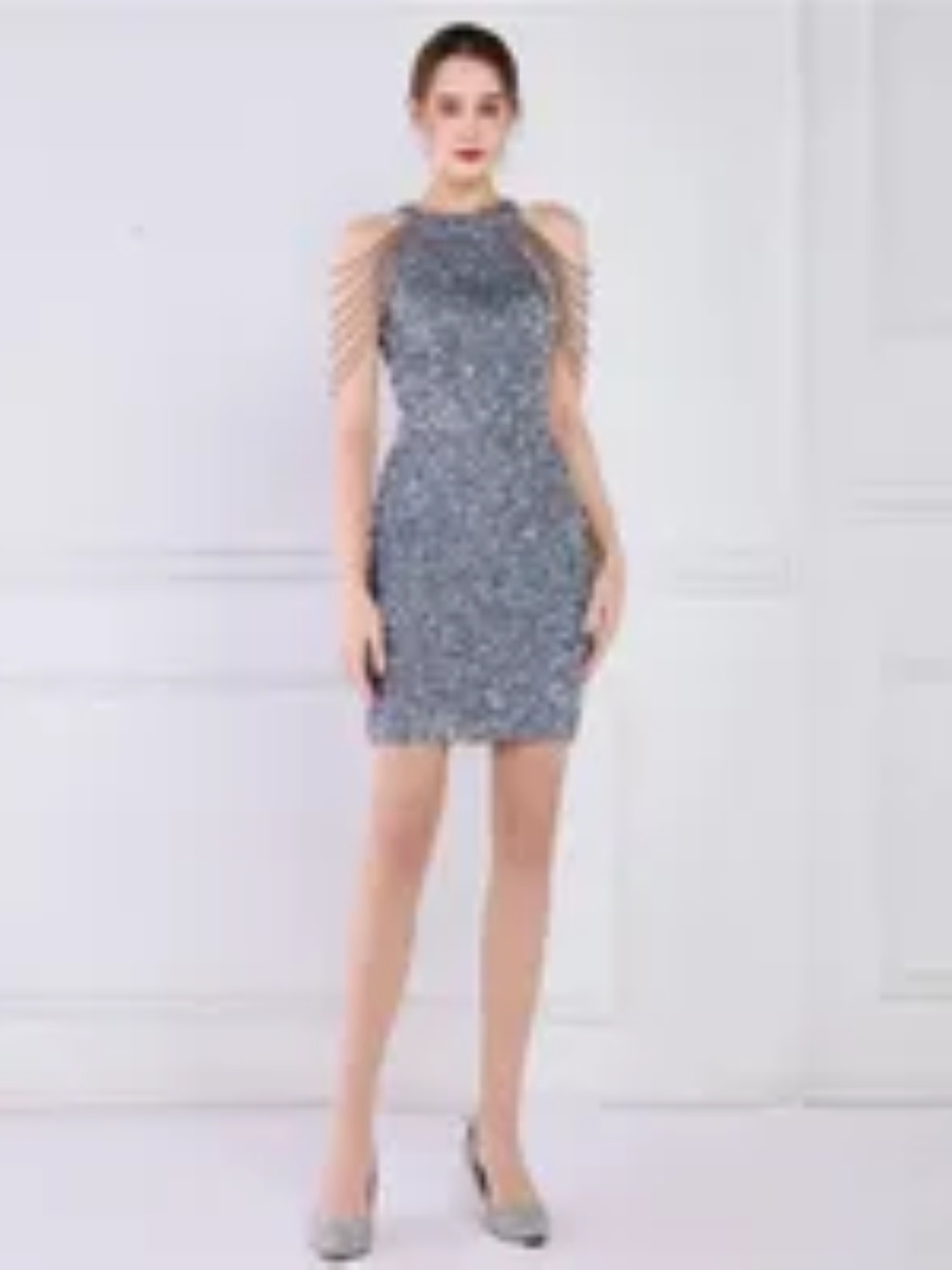 

KPOP Embellished Bodycon Dress, Grey