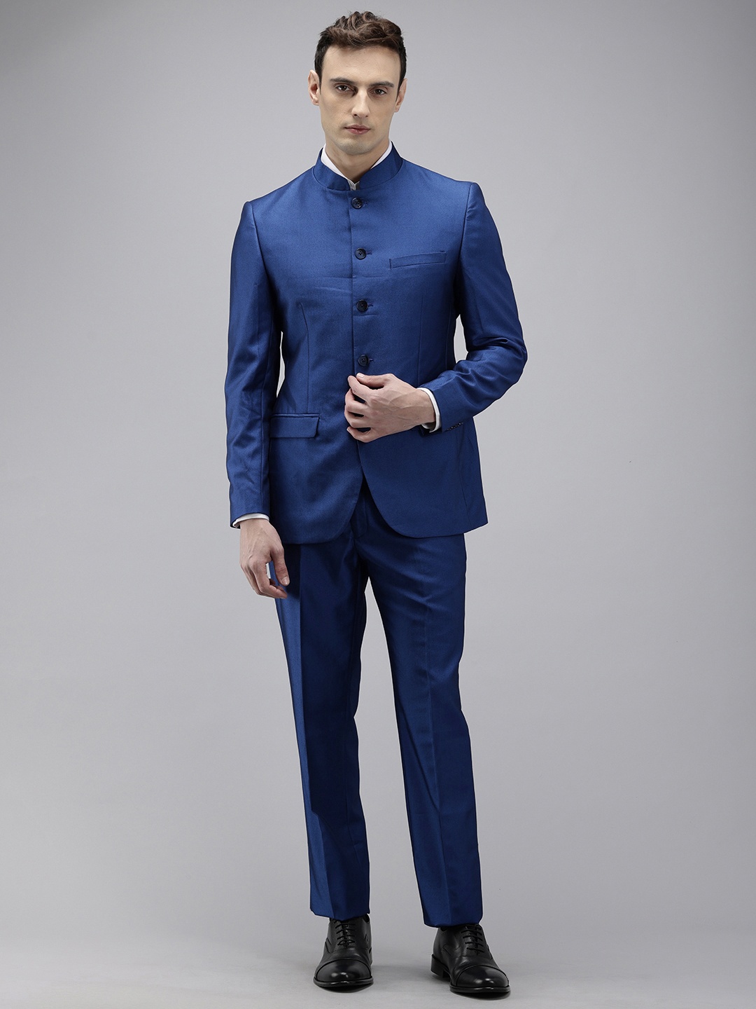 

Park Avenue Self Design Textured Bandhgala 2 Piece Party Suits, Blue