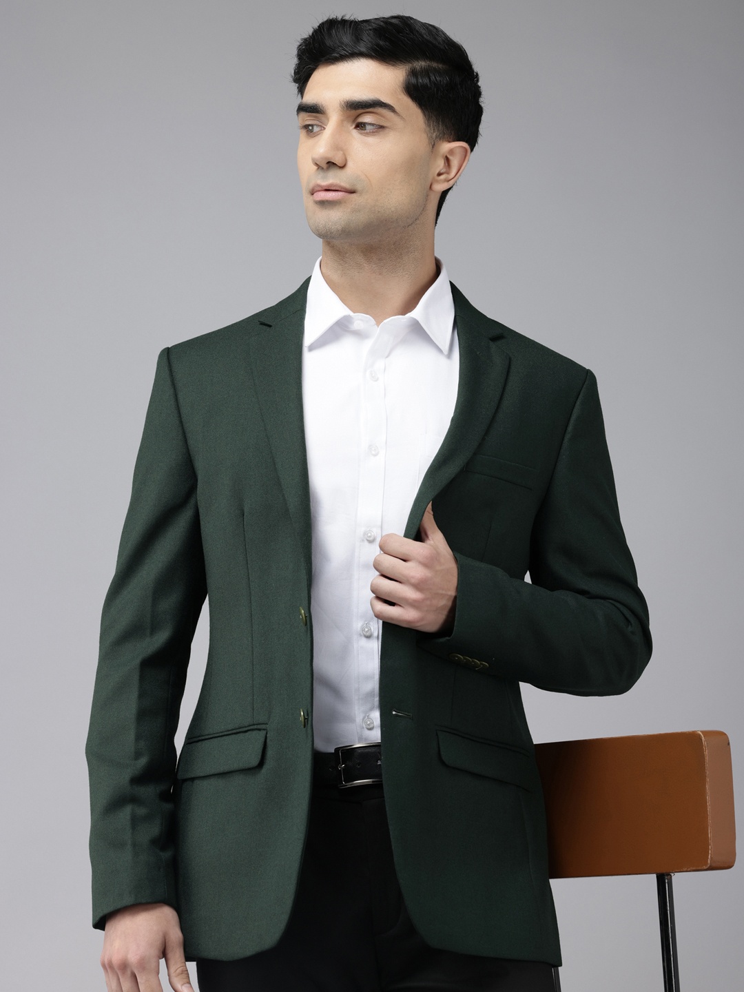 

Park Avenue Super Slim Fit Single-Breasted Formal Blazers, Green