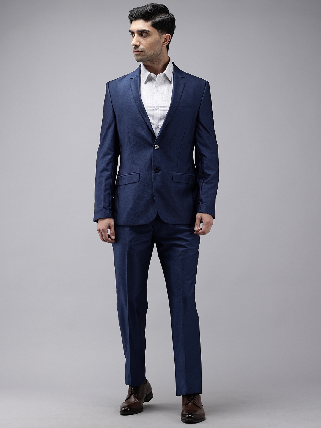 

Park Avenue Self Design Single Breasted 2-Peice Suit, Blue