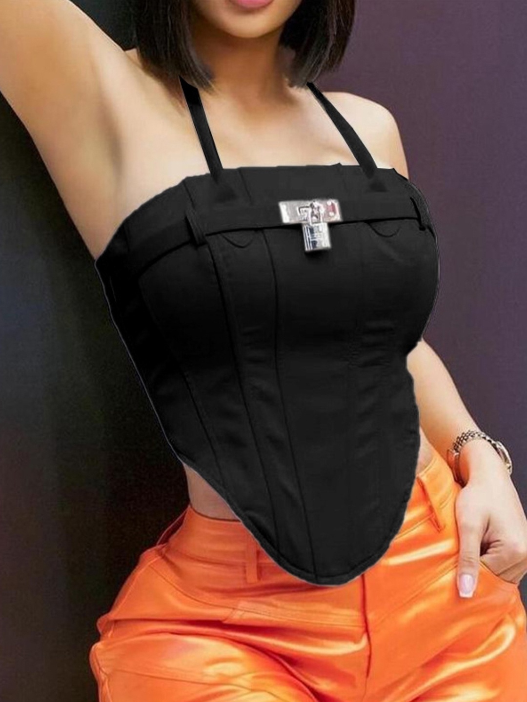 

KPOP Cotton Crop Top, Black