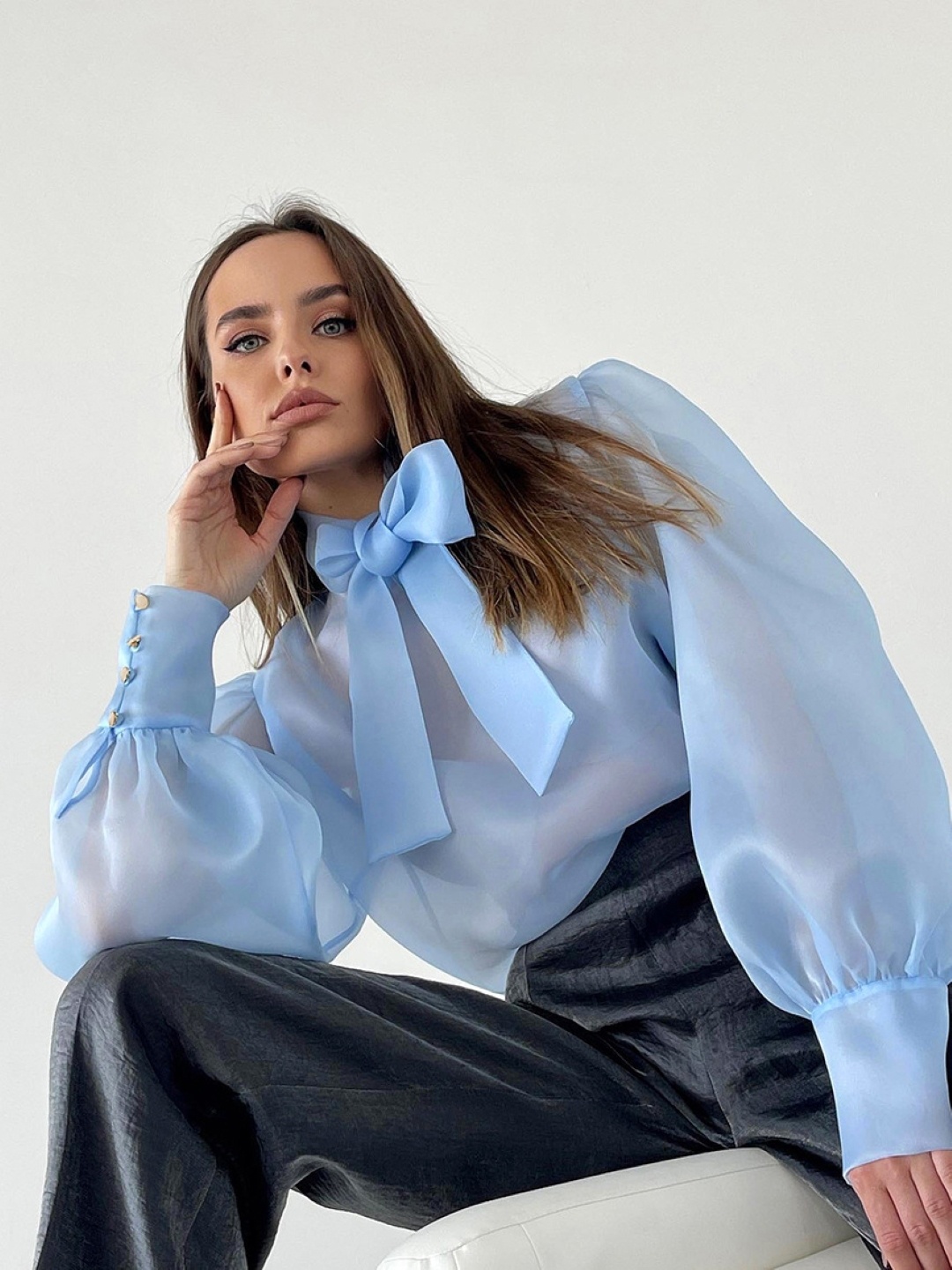 

KPOP Puff Sleeve Top, Blue