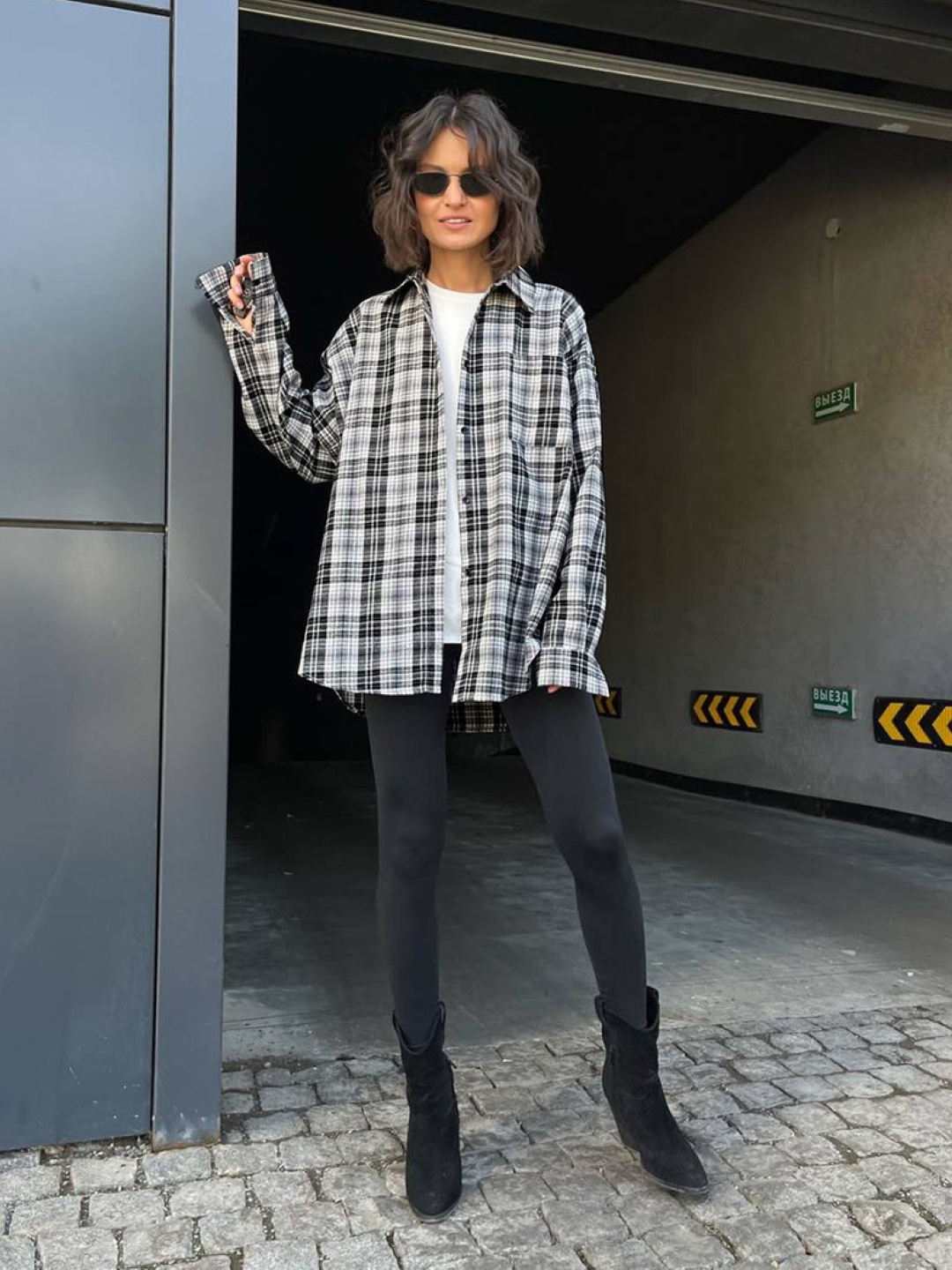 

KPOP Checked Shirt Style Top, Black