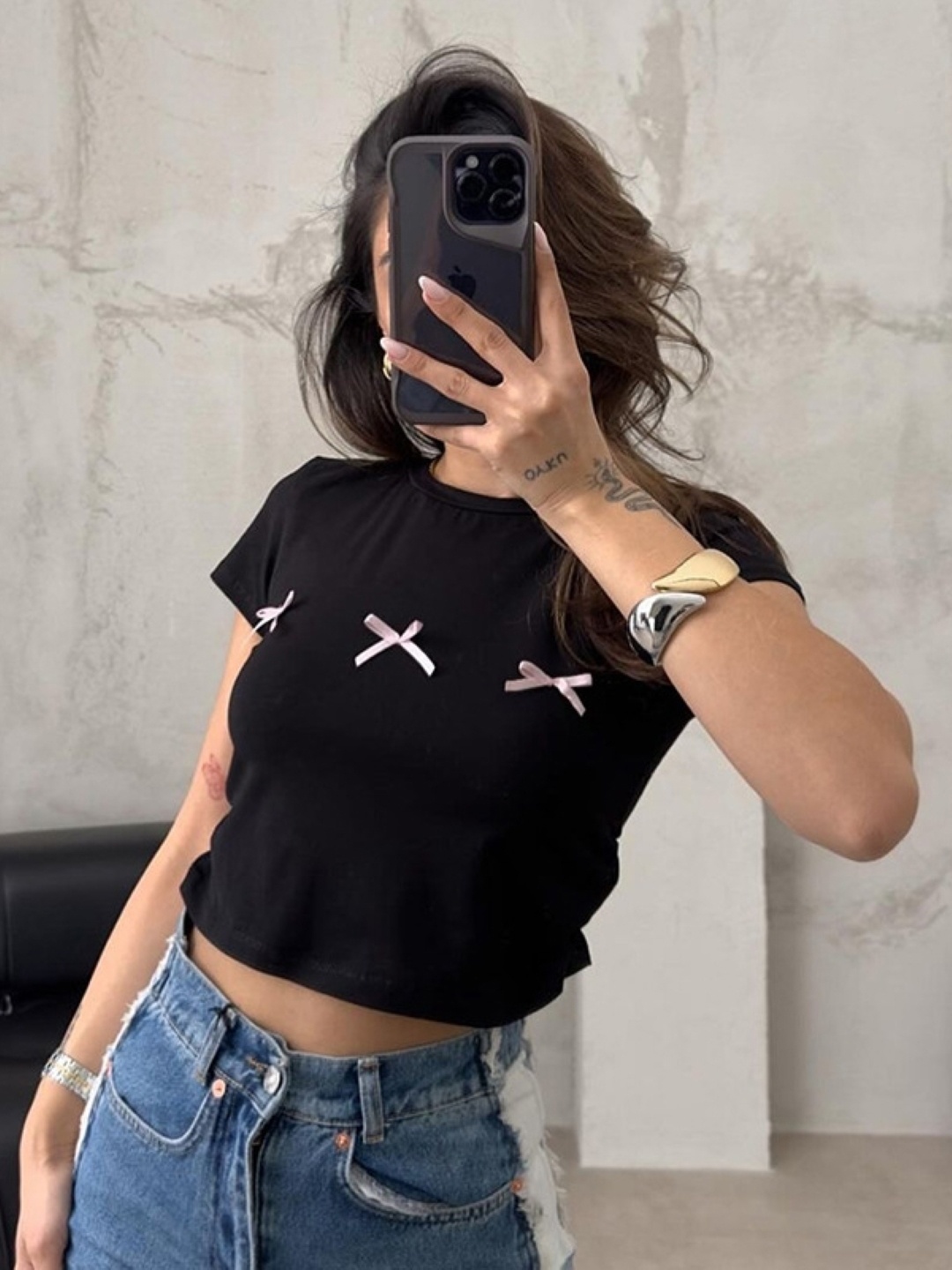 

KPOP Women Solid Crop Top, Black