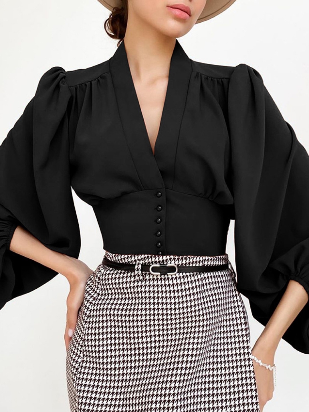 

KPOP Puff Sleeve Crop Top, Black