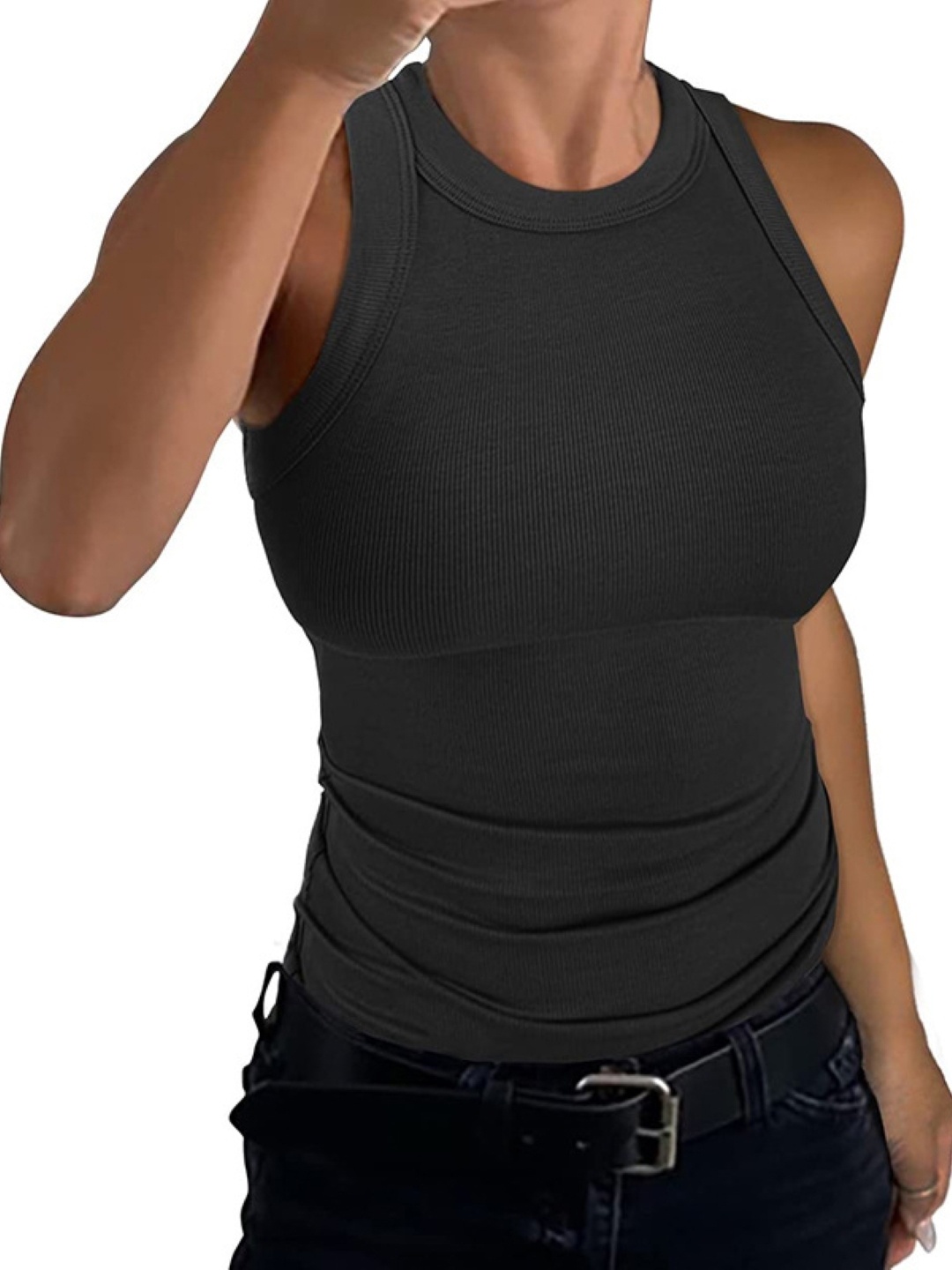 

KPOP Women Solid Tank Top, Black