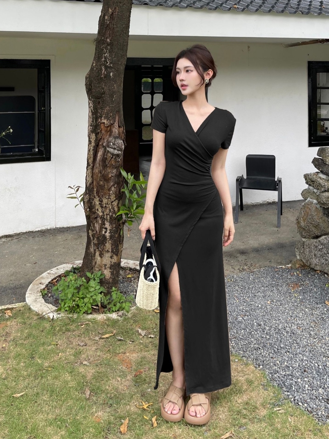 

KPOP Bodycon Maxi Dress, Black