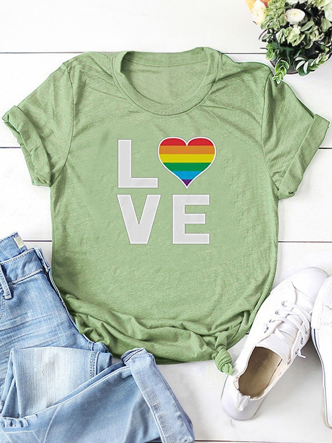 

KPOP Print Top, Green