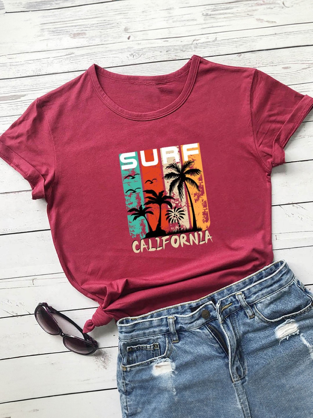 

KPOP Print Top, Burgundy