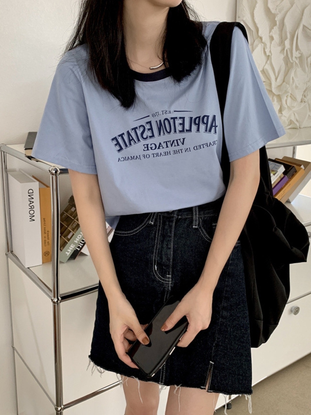 

KPOP Print Top, Blue