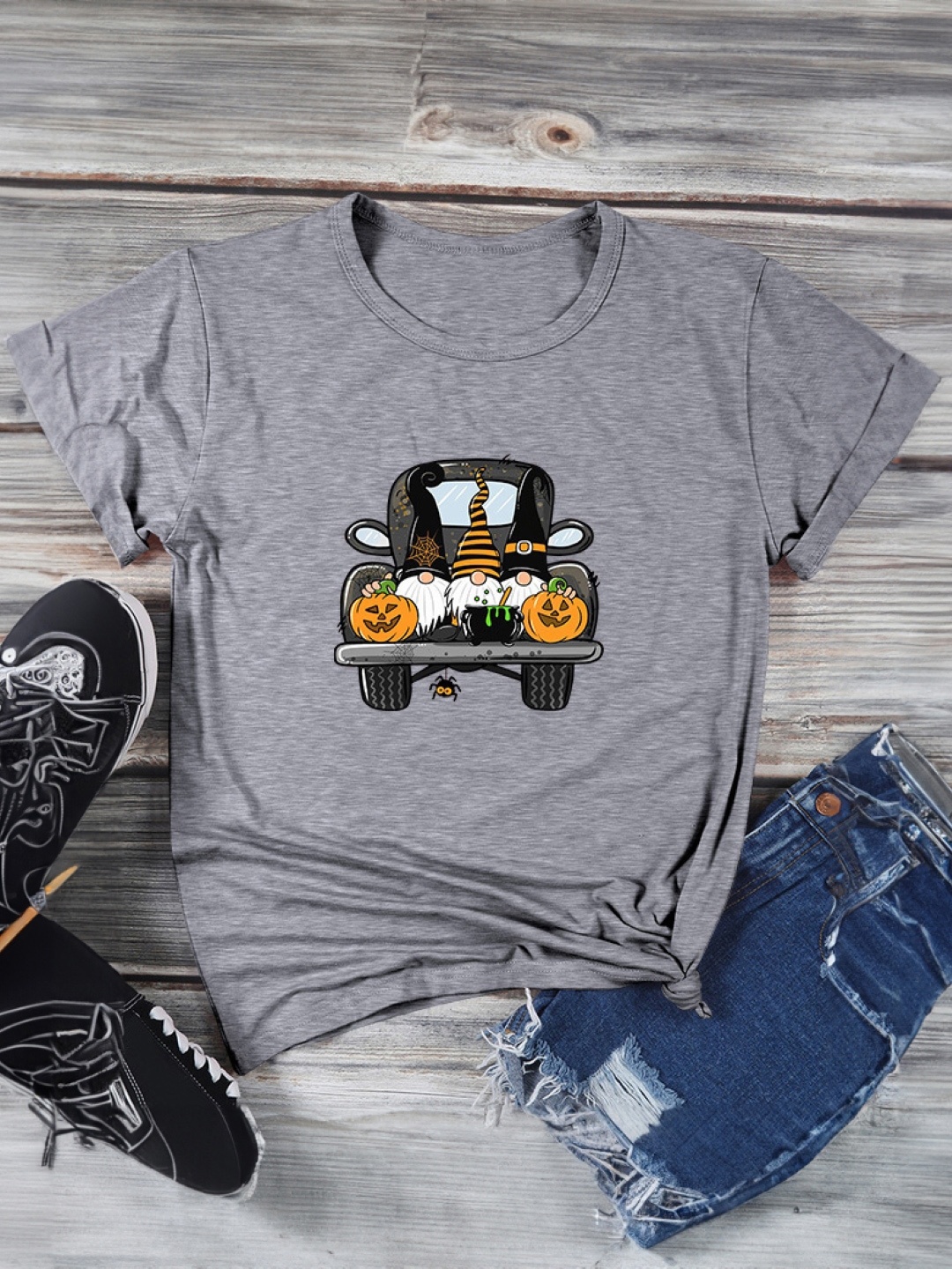 

KPOP Women graphic Printed T-shirt, Grey