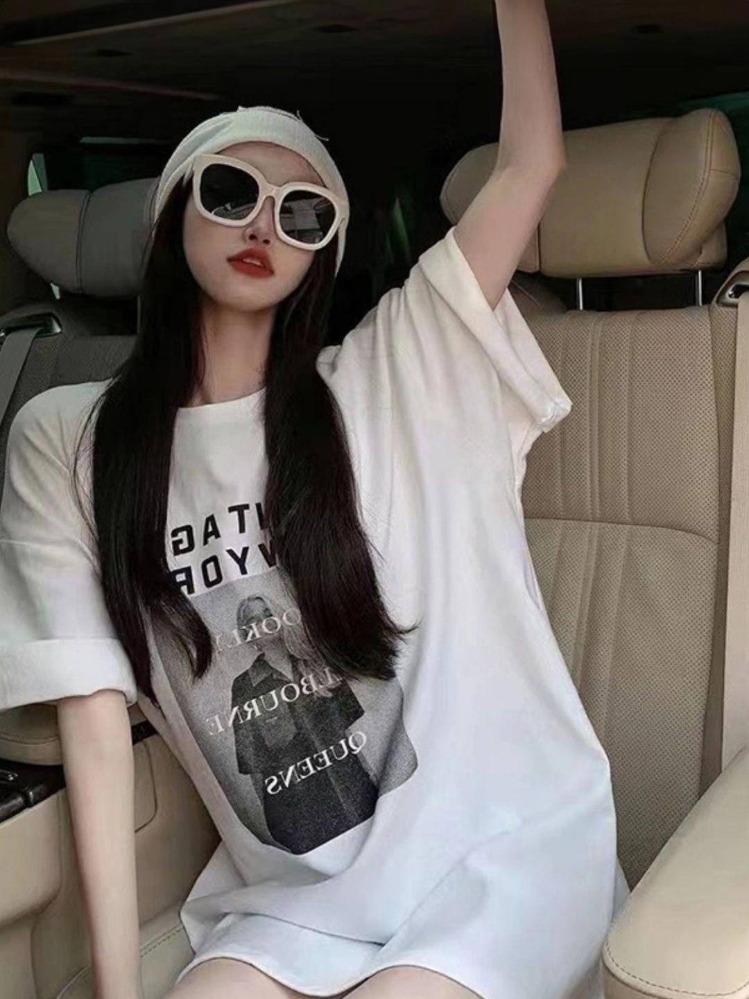 

KPOP Print Longline Top, White