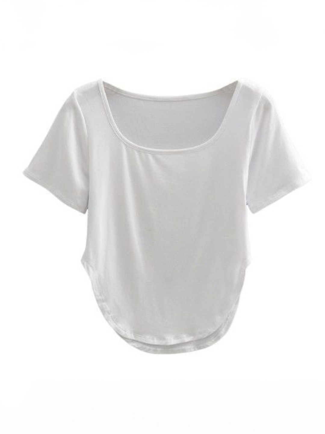 

KPOP Women Solid Square Neck Crop Top, White