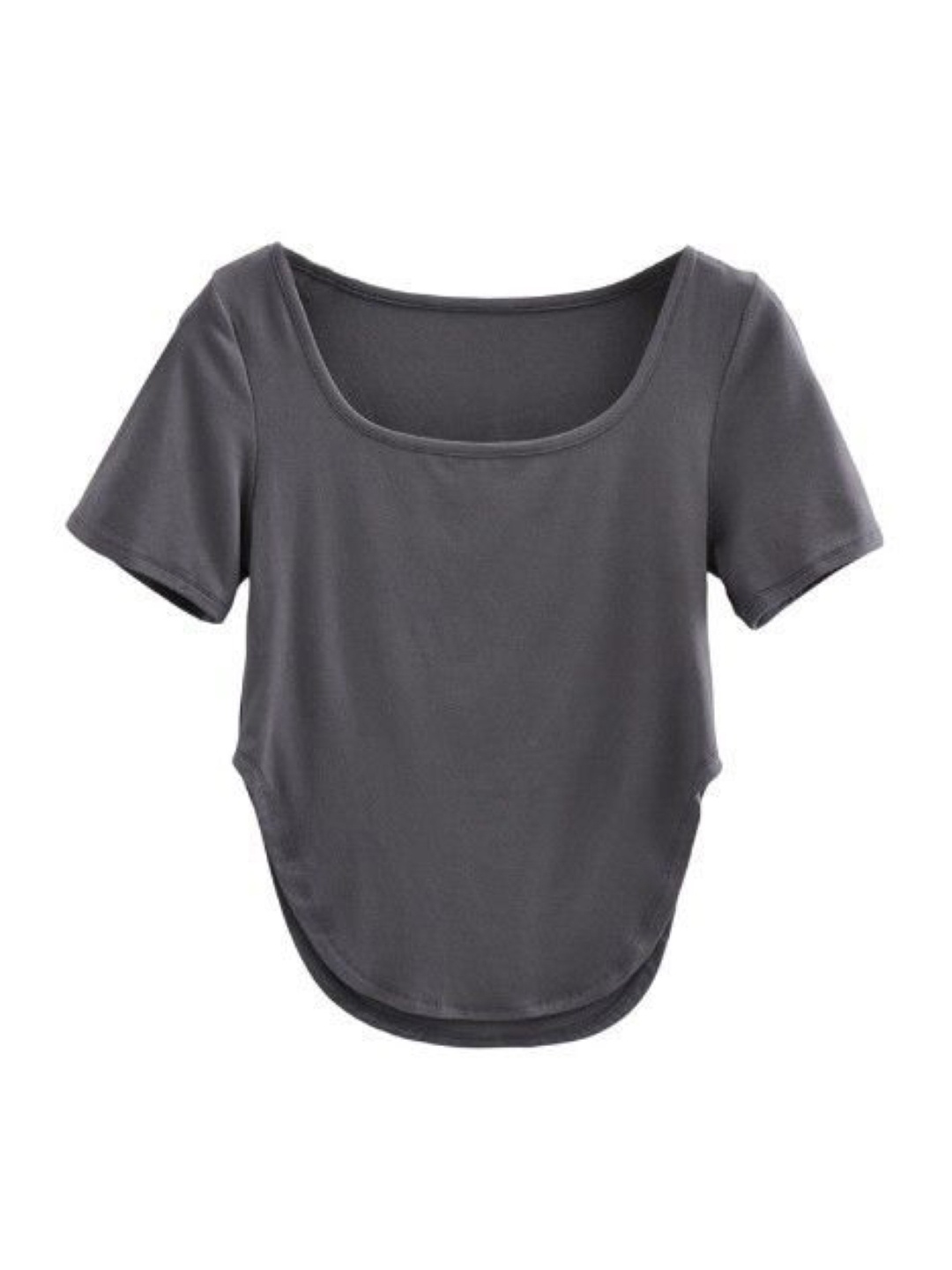 

KPOP Women Solid Crop Top, Grey