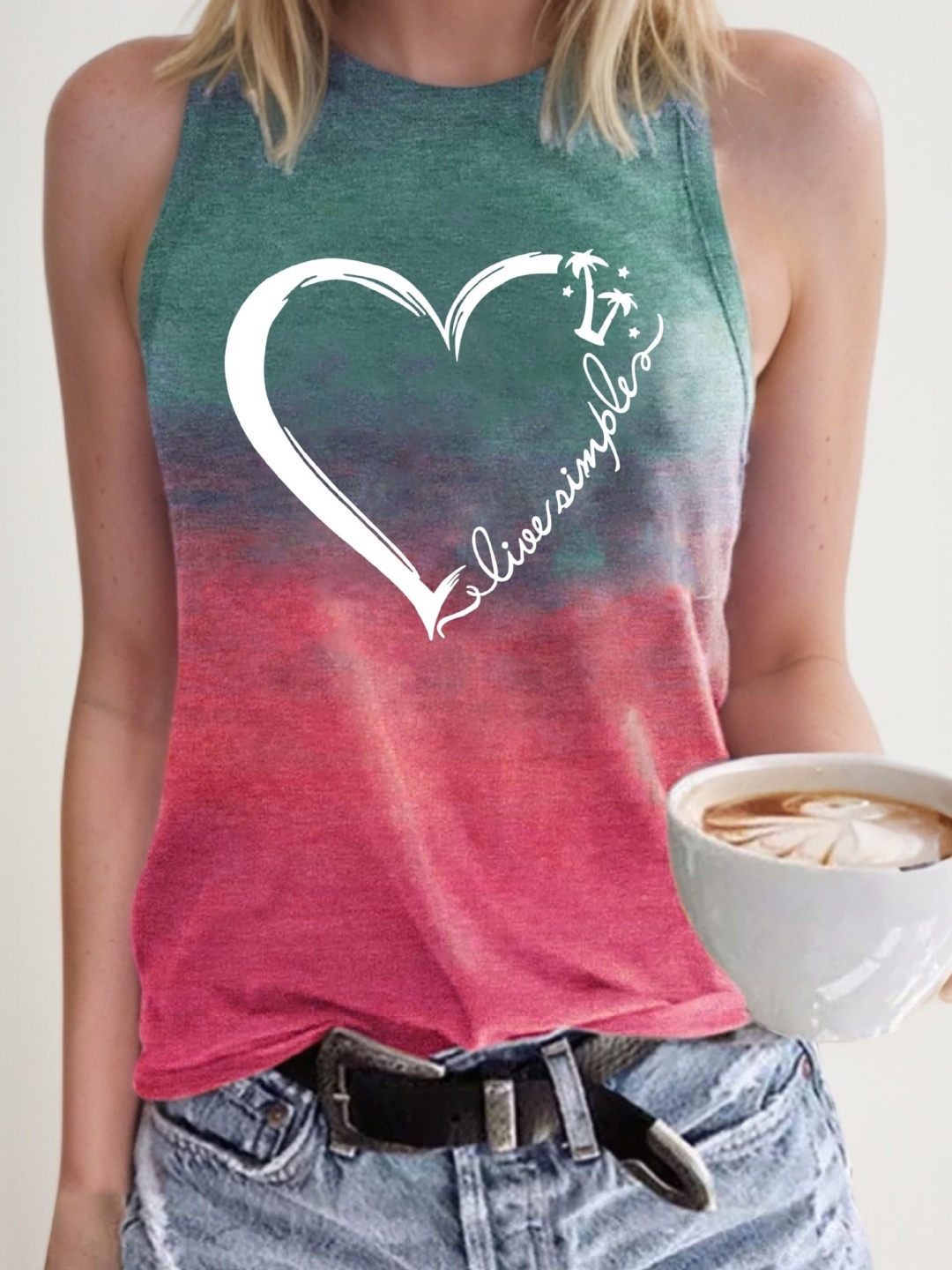 

KPOP Women Graphic Printed Tank Top, Green