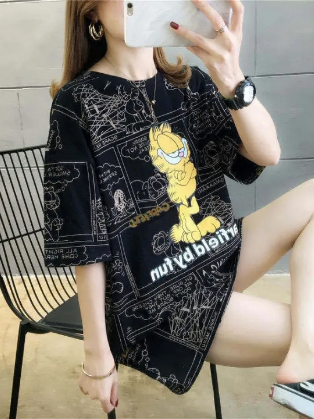 

KPOP Print Top, Black