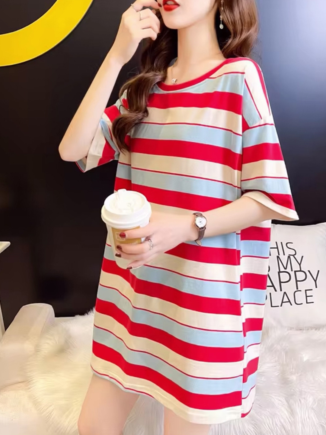 

KPOP Striped Top, Red