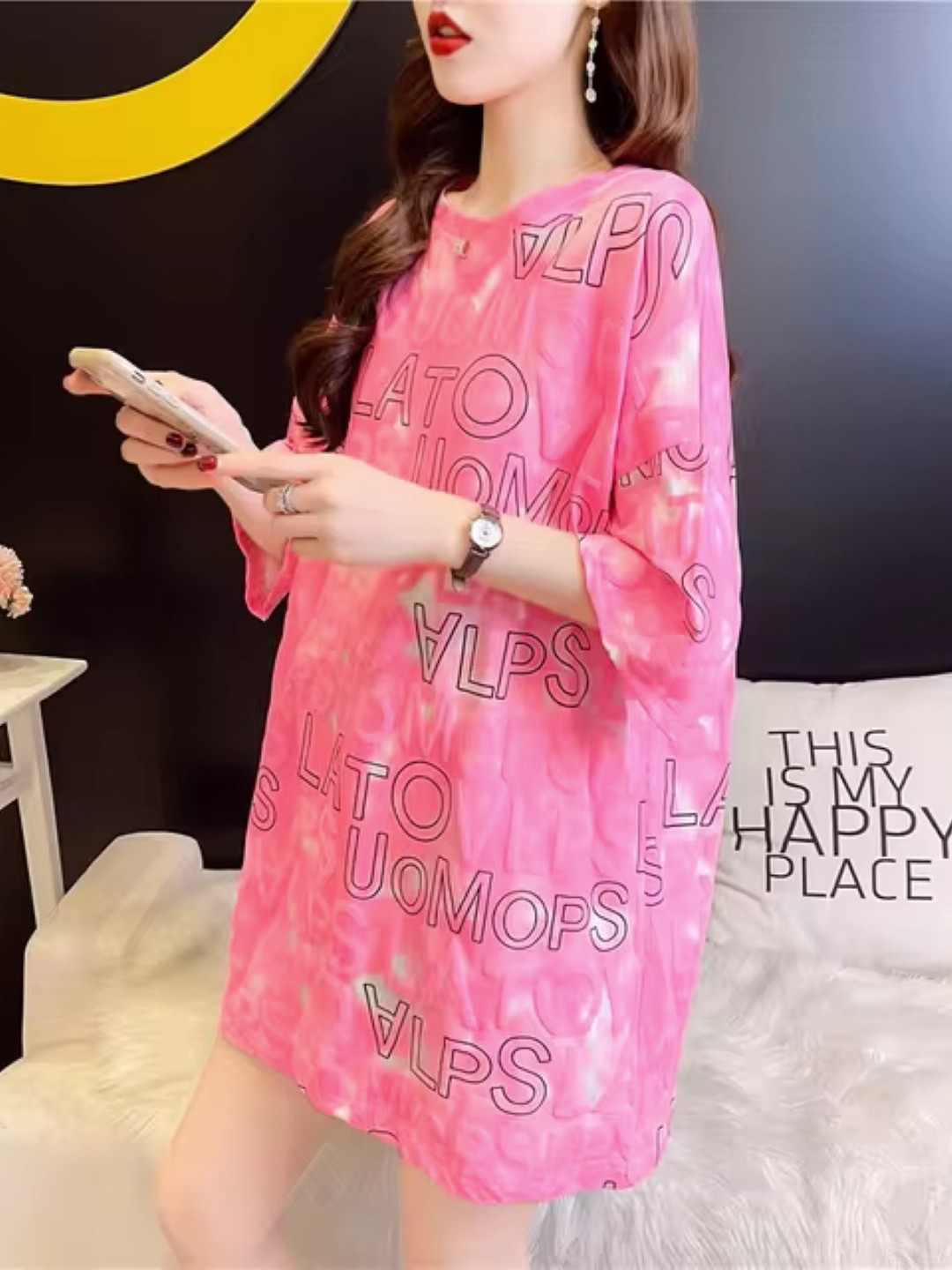 

KPOP Print Top, Pink