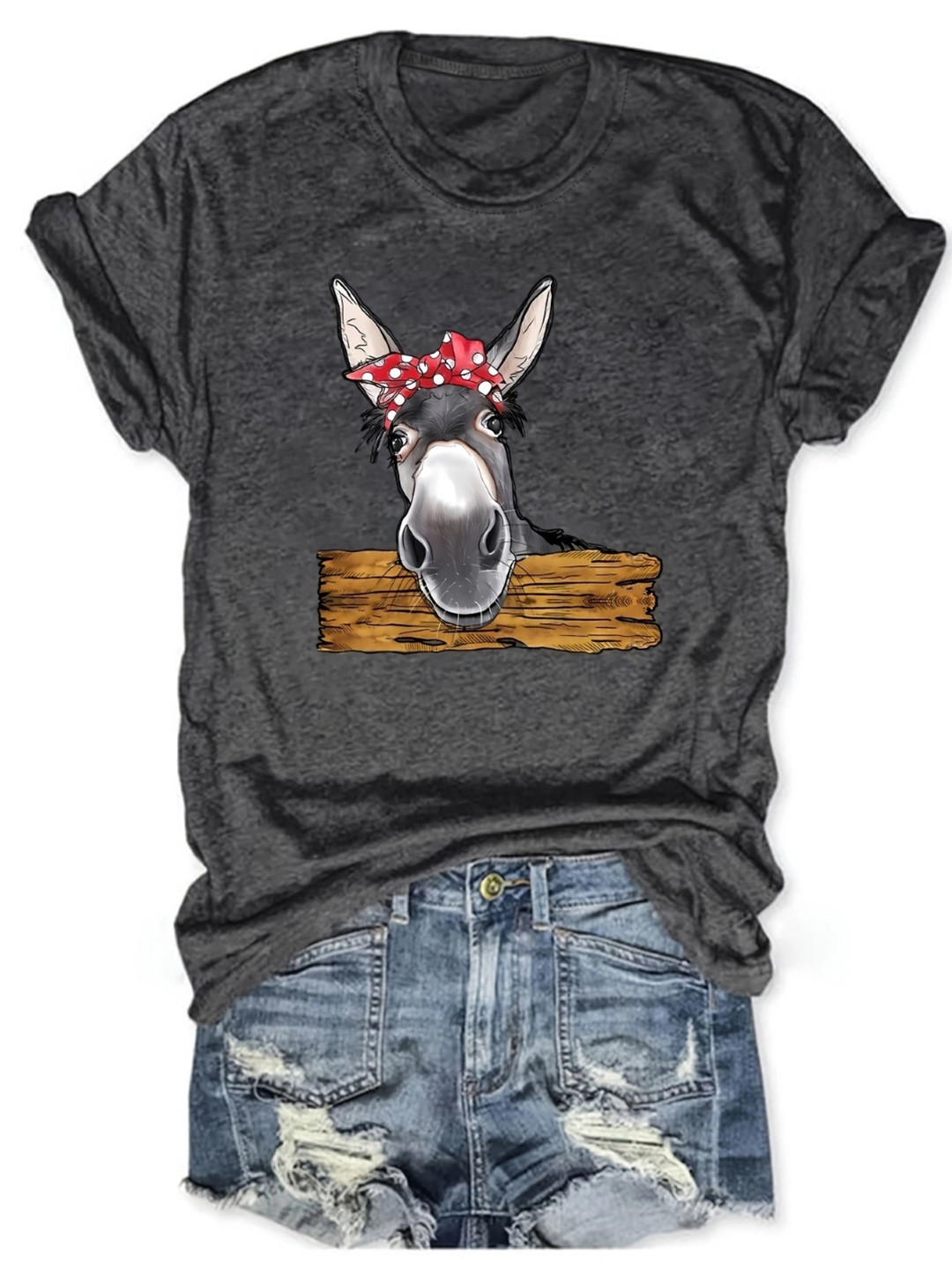 

KPOP Print Cotton Top, Grey