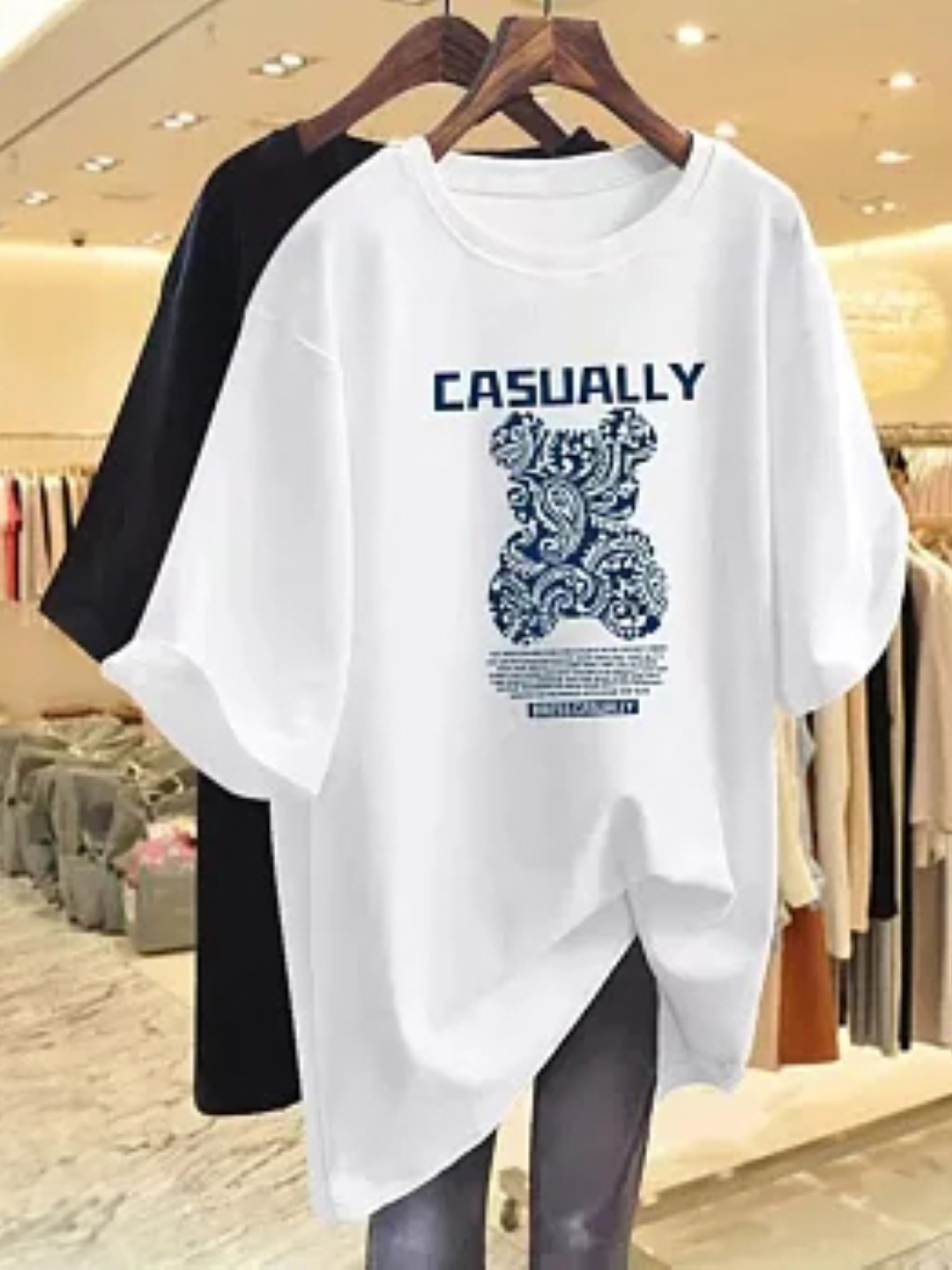 

KPOP Print Cotton Top, White