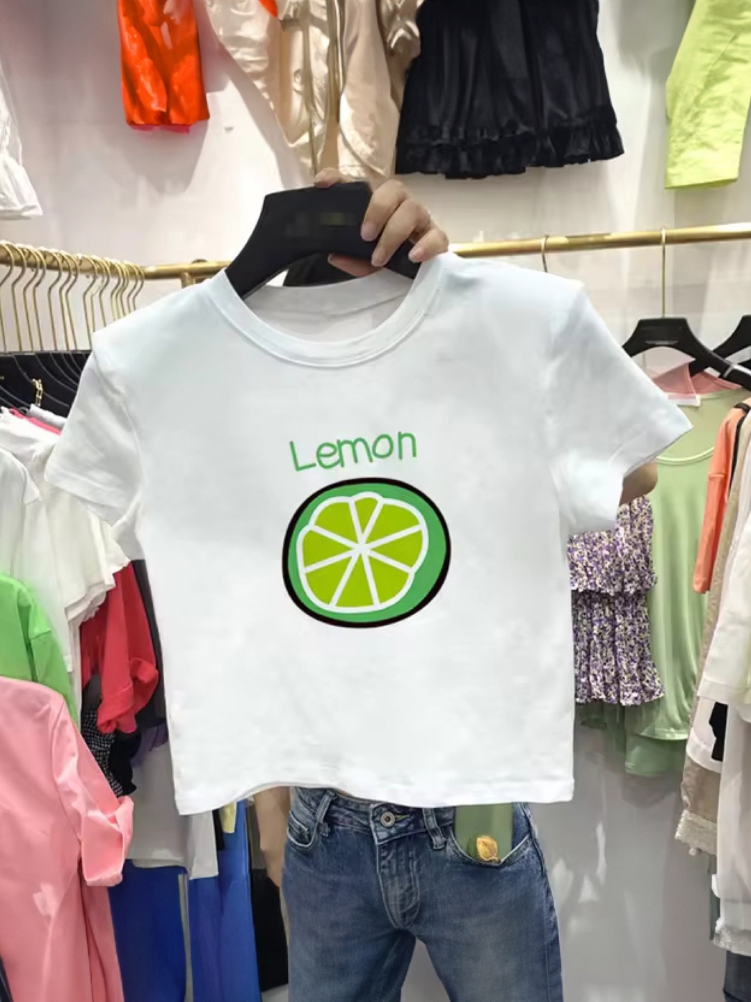 

KPOP Women Printed Round Neck Top, White