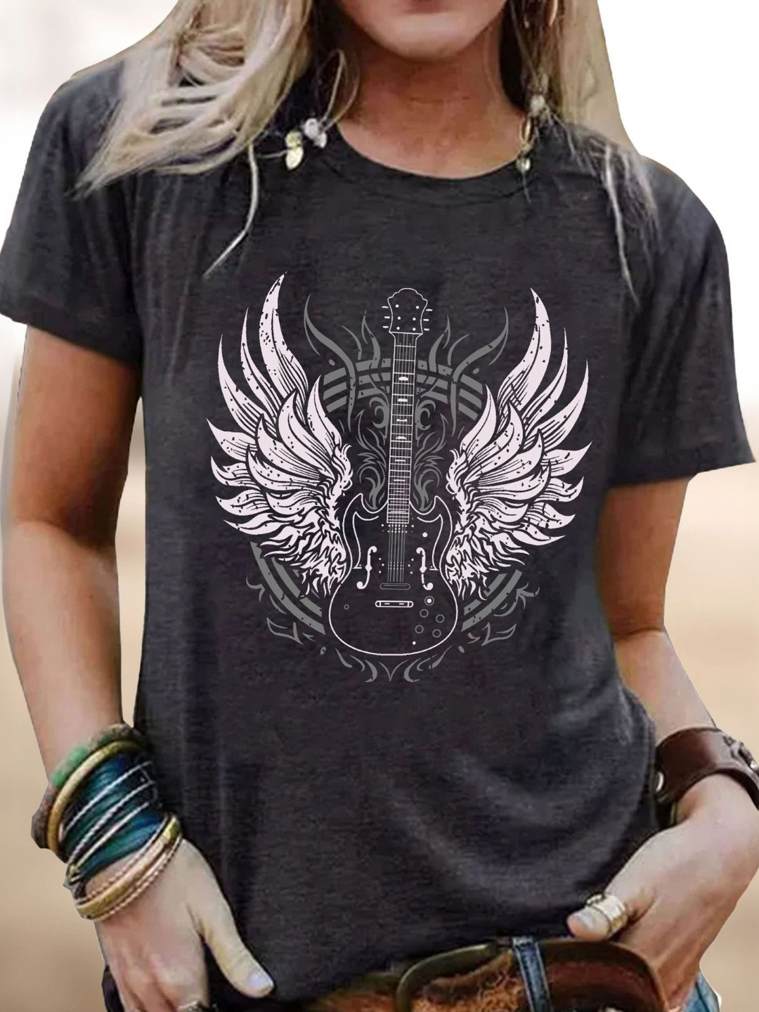 

KPOP Print Cotton Top, Grey