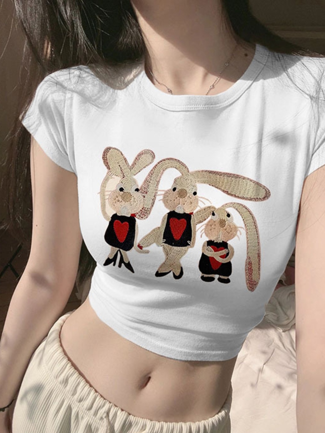 

KPOP Print Crop Top, White