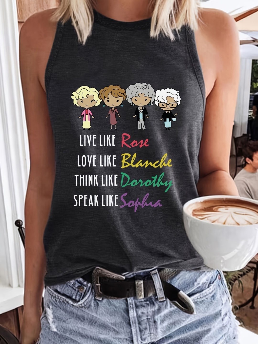 

KPOP Print Cotton Top, Grey