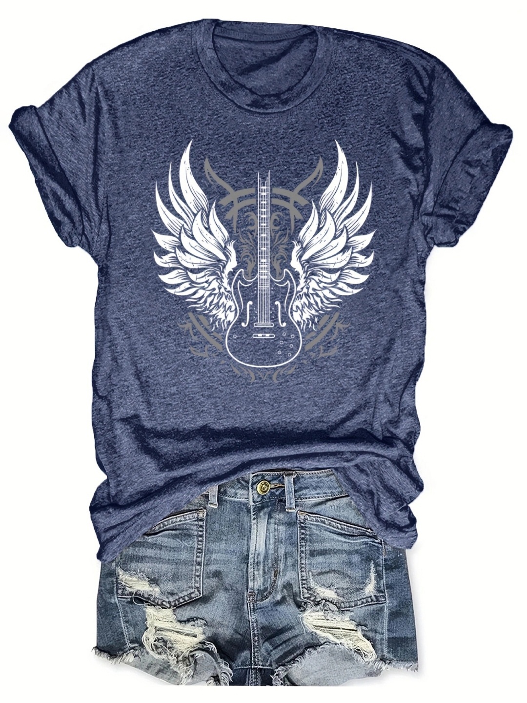 

KPOP Print Cotton Top, Blue