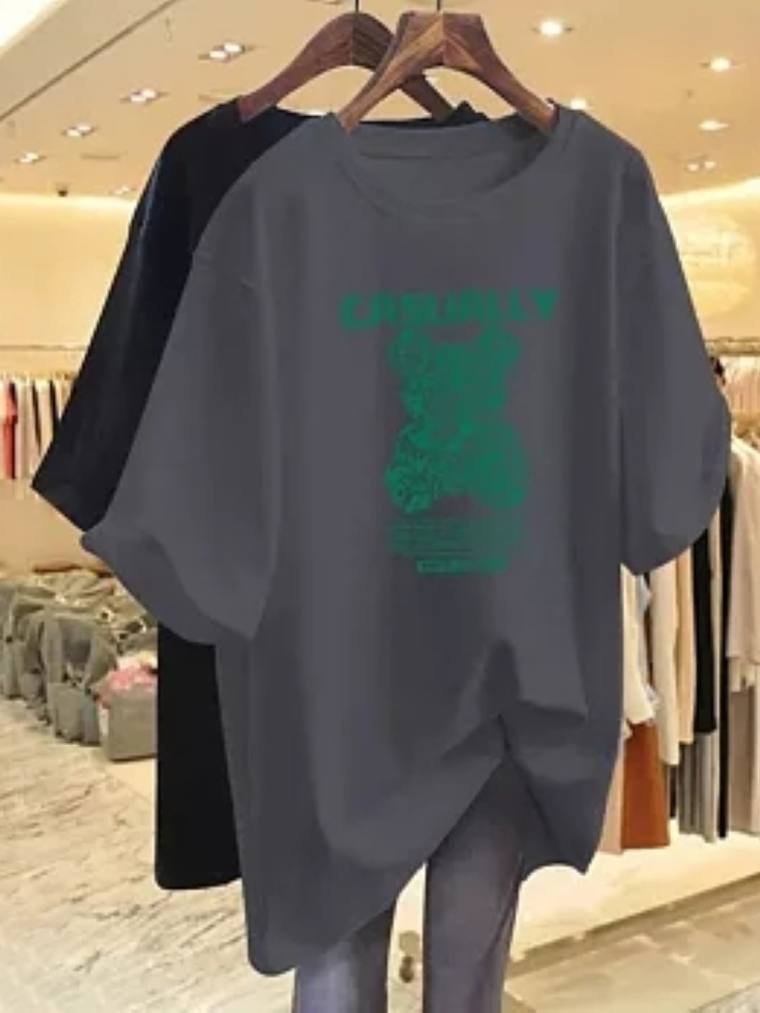 

KPOP Print Cotton Top, Grey