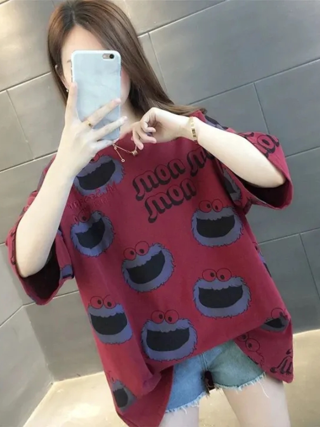 

KPOP Print Top, Burgundy