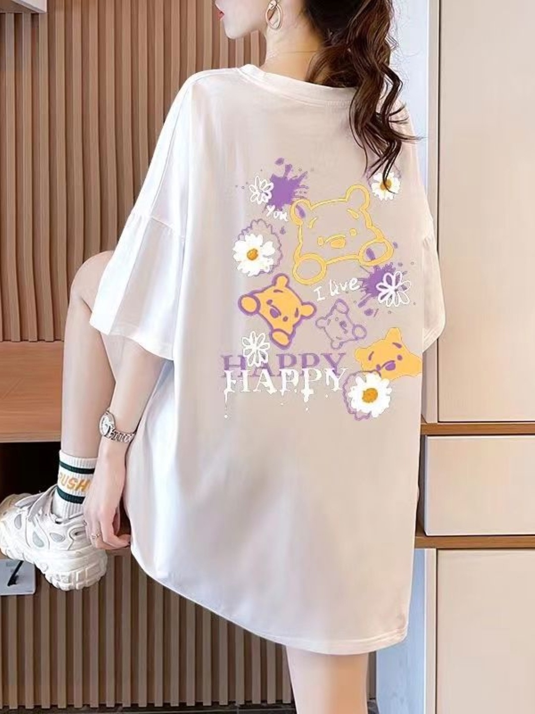 

KPOP Print Longline Top, White