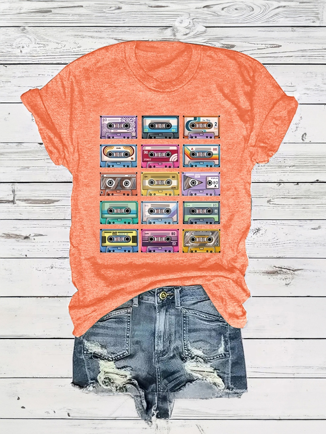 

KPOP Print Cotton Top, Orange