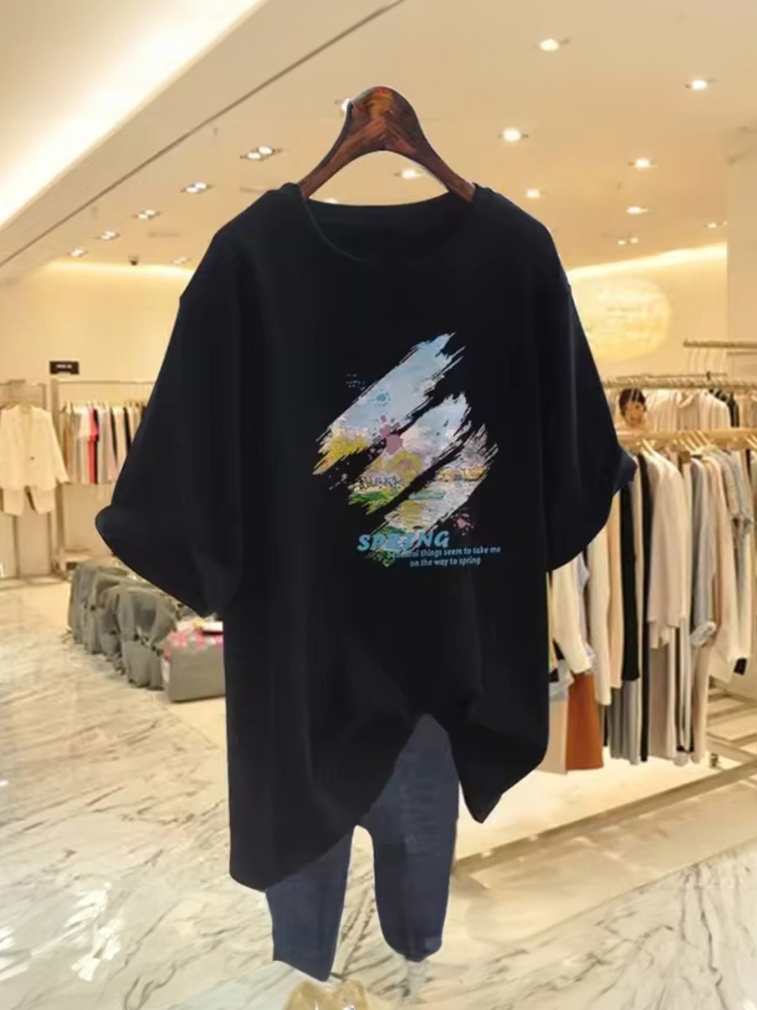 

KPOP Women Print Top, Black