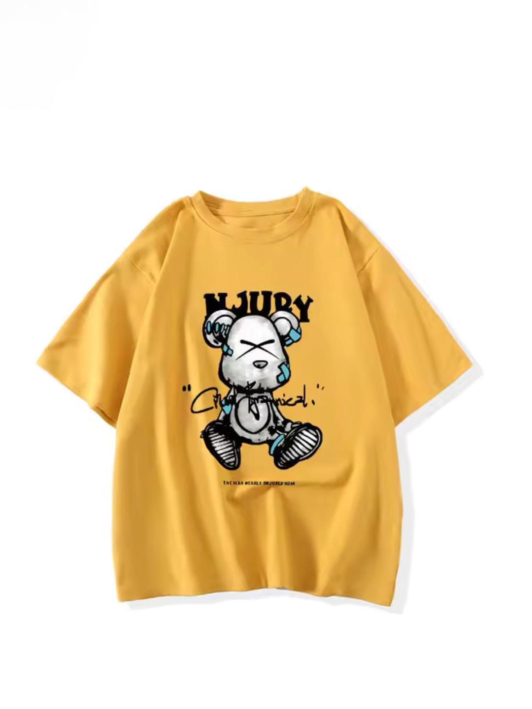 

KPOP Women Round Neck Graphic Printed Top, Yellow