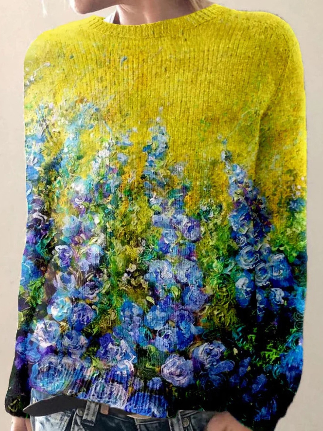 

KPOP Floral Print Top, Yellow