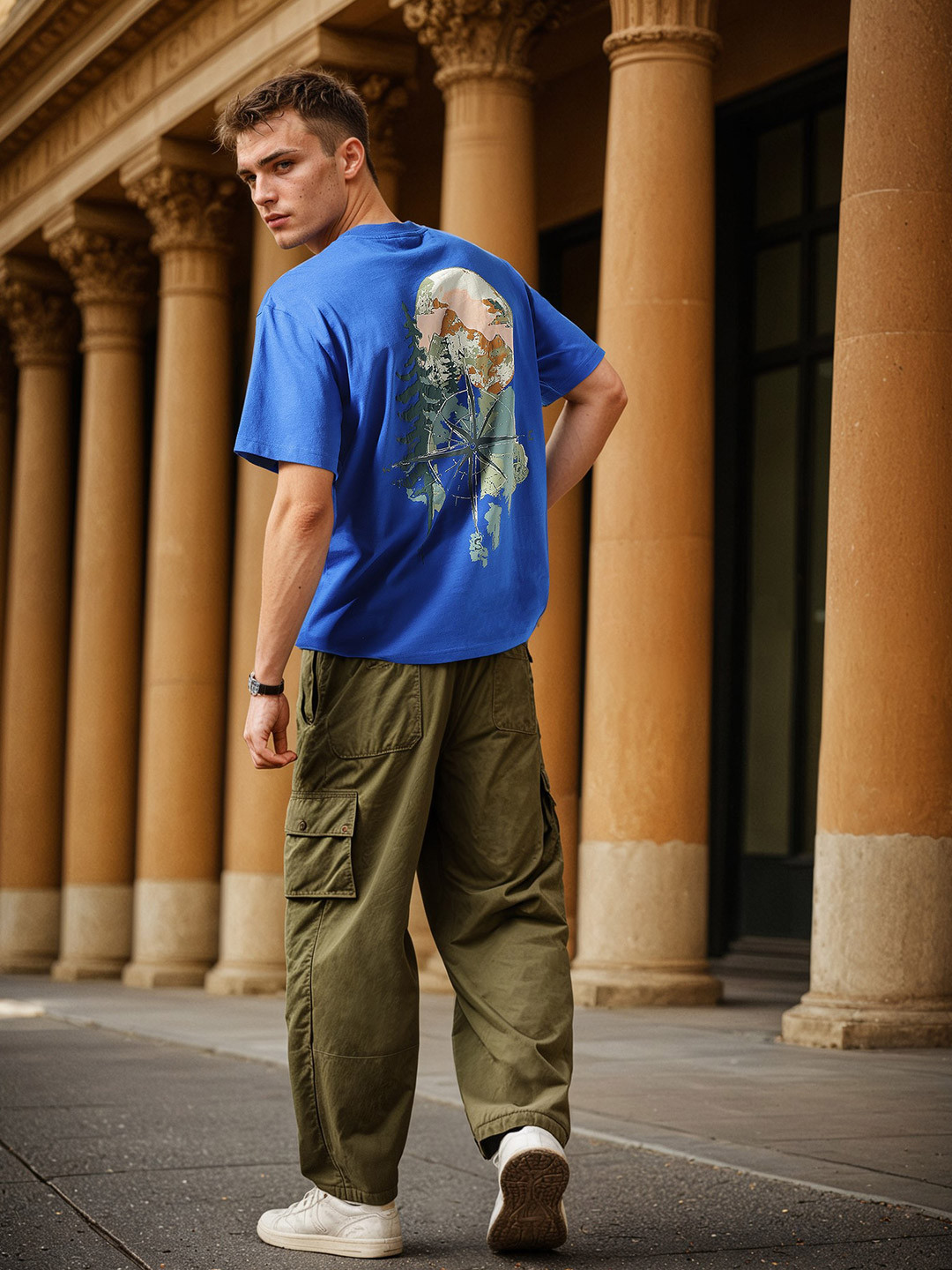 

H&M Relaxed Fit Printed T-Shirt, Blue