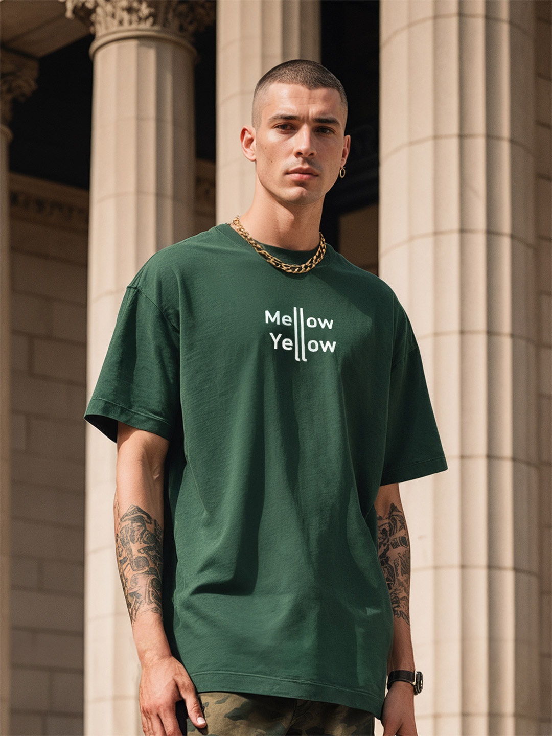 

H&M Oversized Printed T-Shirt, Green