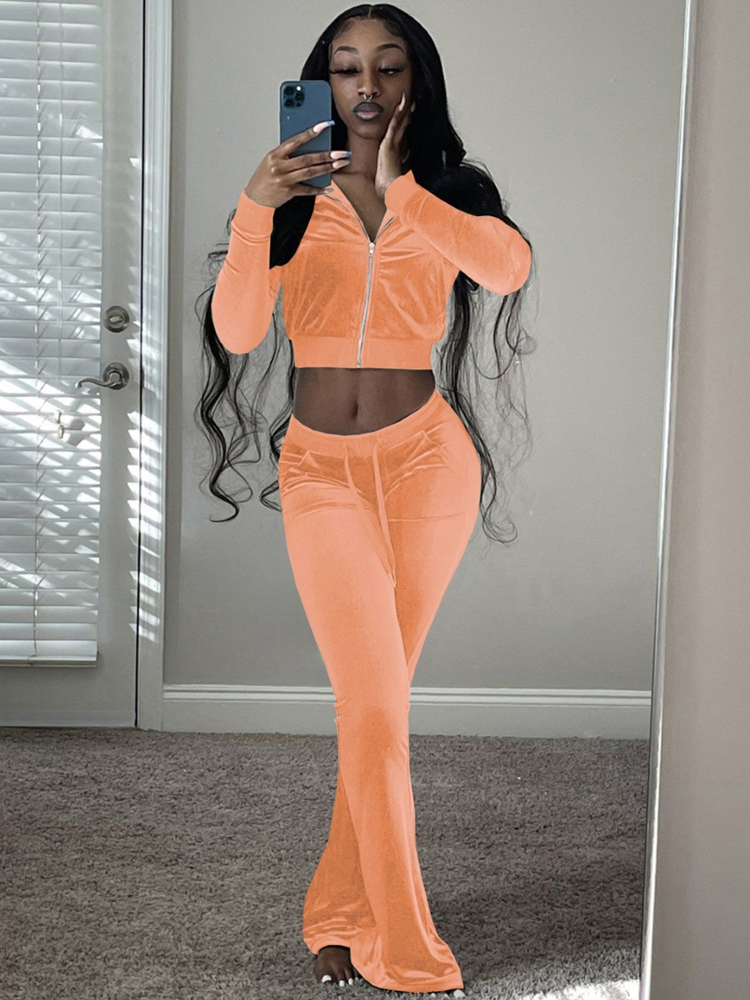 

KPOP Orange V-Neck Top With Trousers