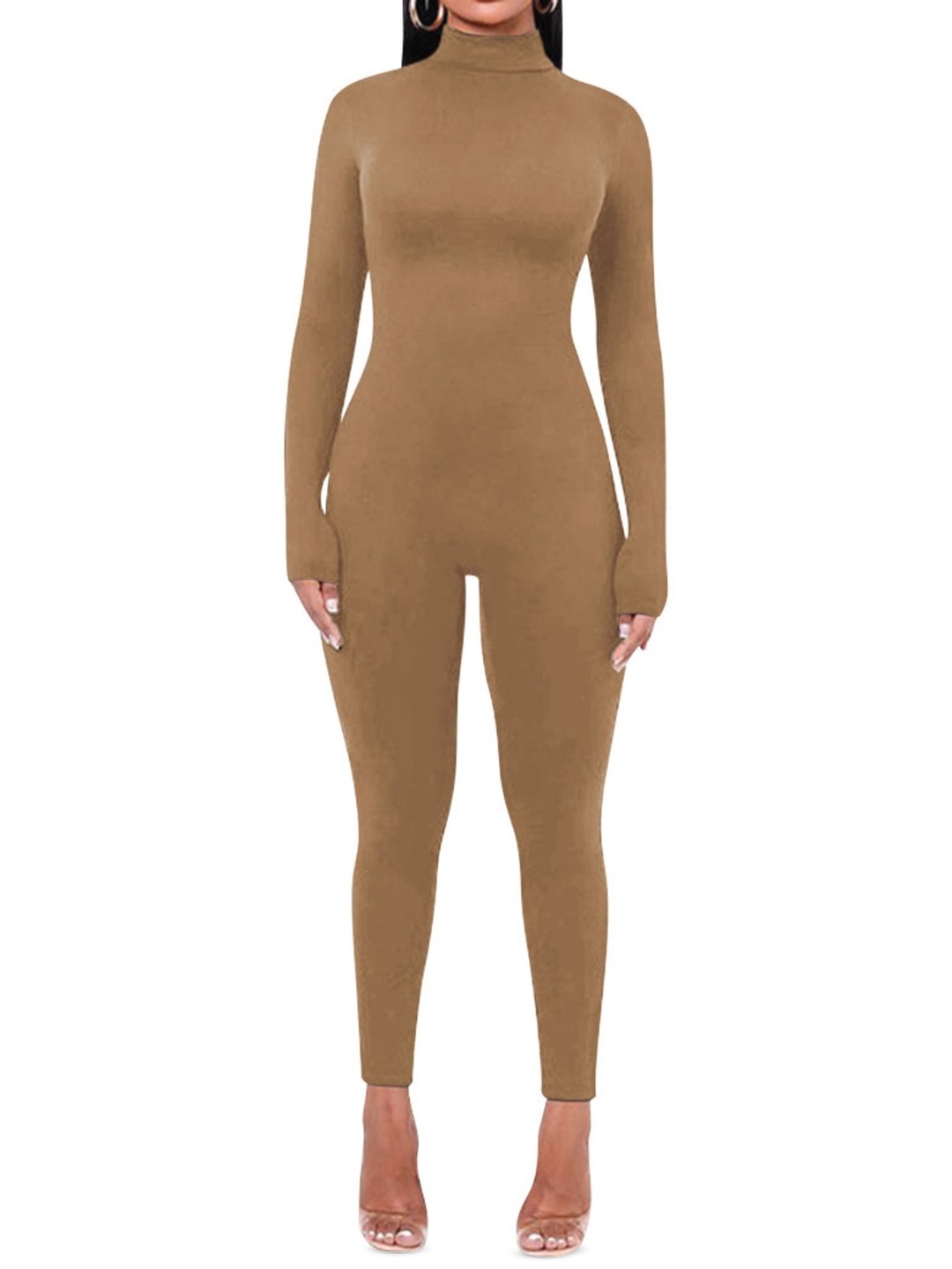 

KPOP Women Solid Basic Jumpsuit, Khaki