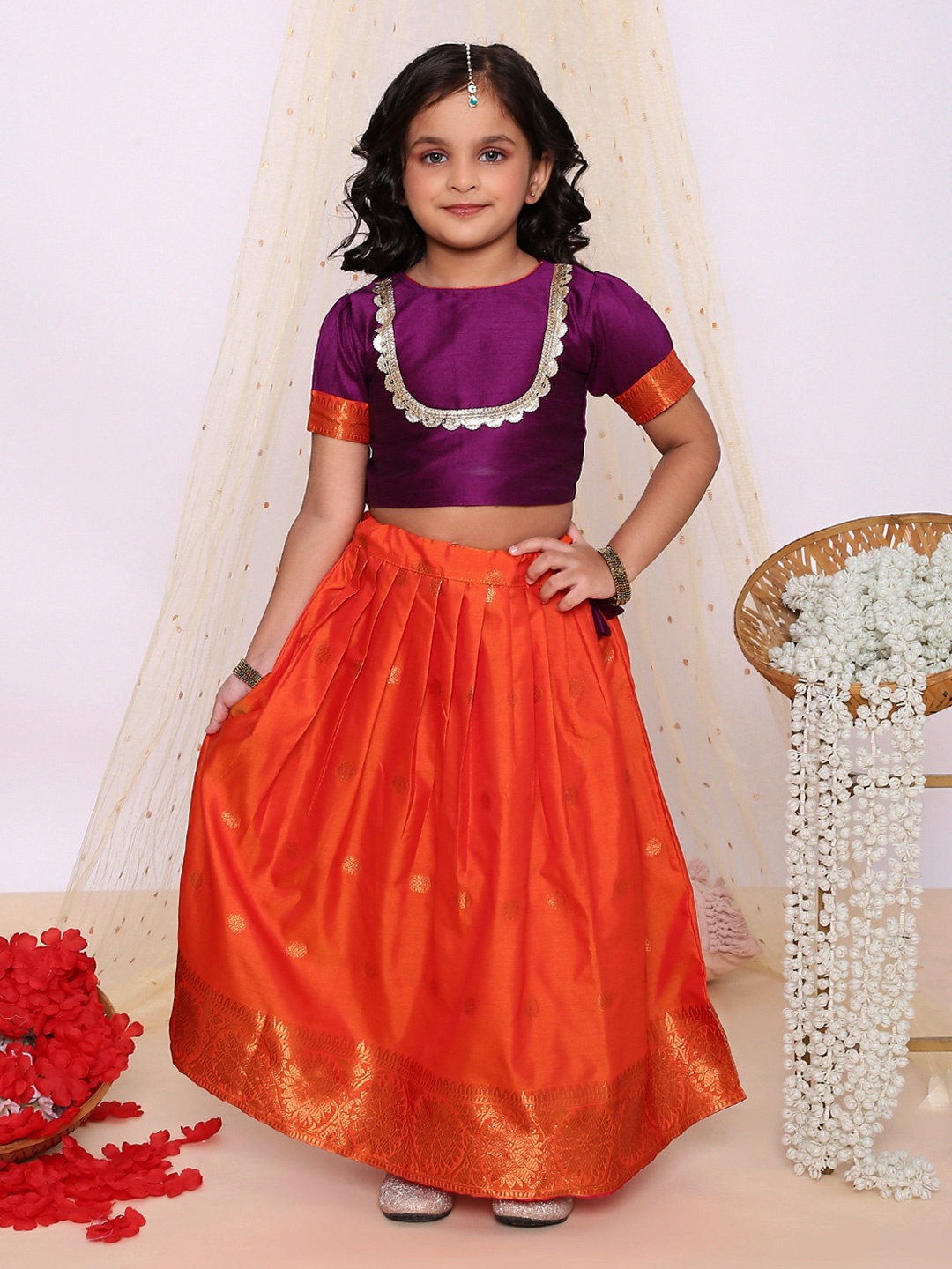 

KID1 Girls Embellished Ready to Wear Lehenga & Choli, Purple