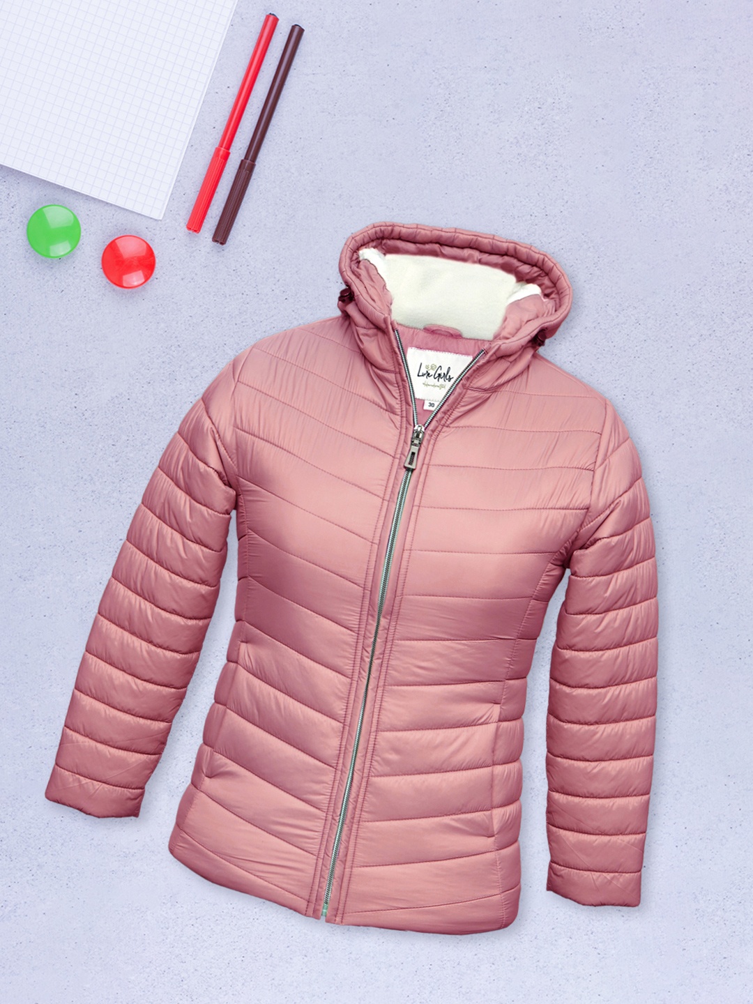 

LURE JUNIOR Girls Hooded Outdoor Puffer Jacket, Pink