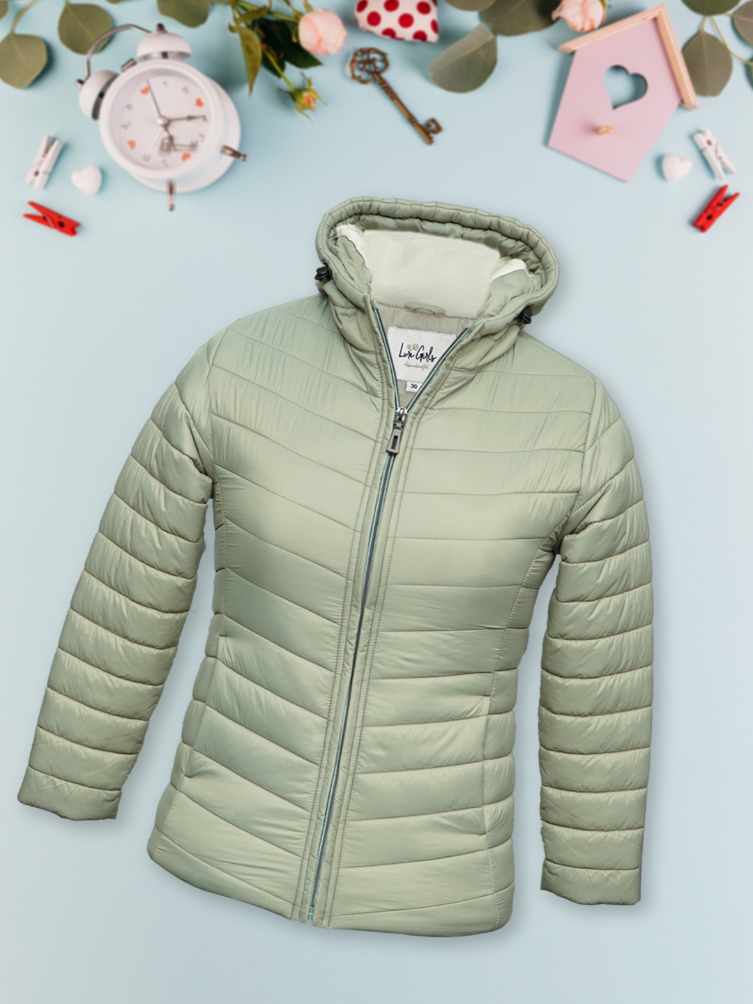 

LURE JUNIOR Girls Hooded Outdoor Puffer Jacket, Green