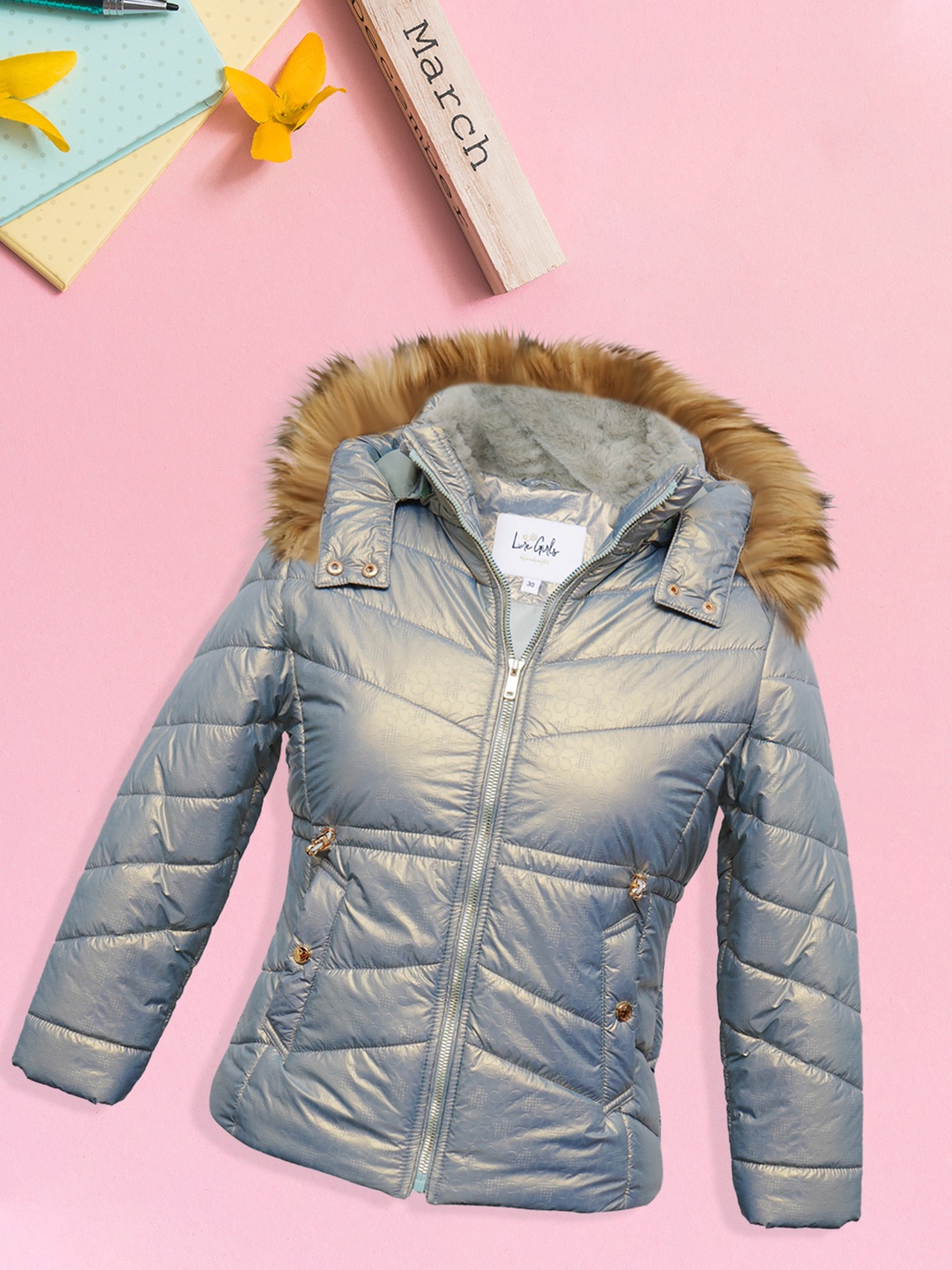 

LURE JUNIOR Girls Hooded Outdoor Puffer Jacket, Blue