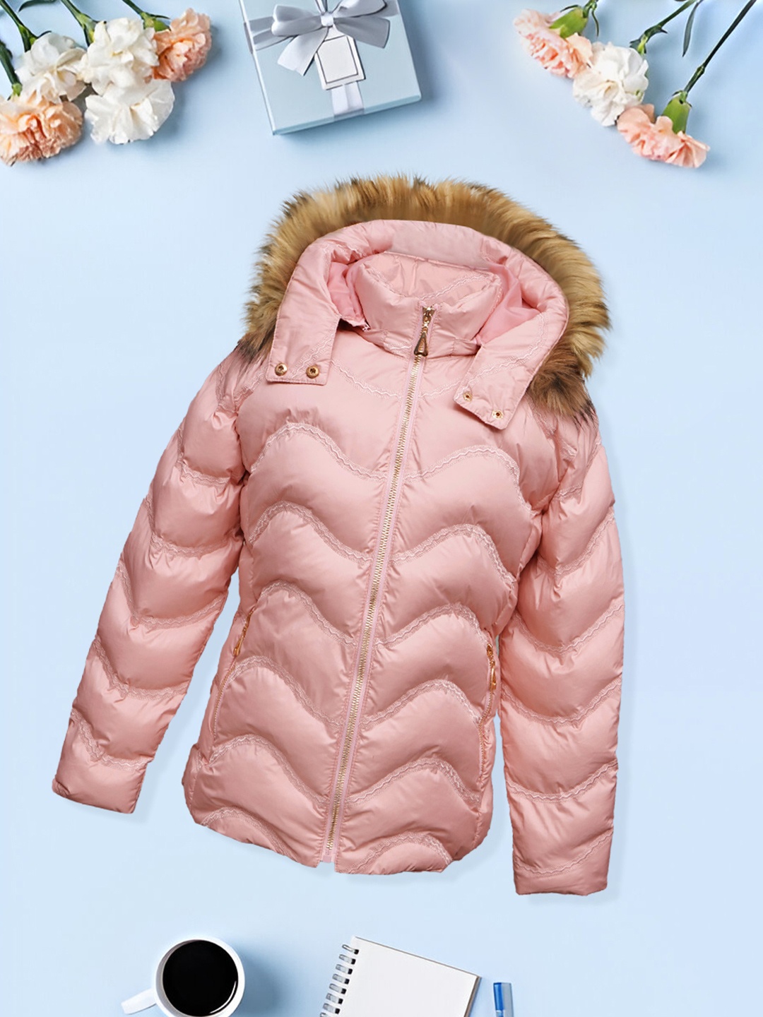 

LURE JUNIOR Girls Reversible Hooded Outdoor Puffer Jacket, Pink