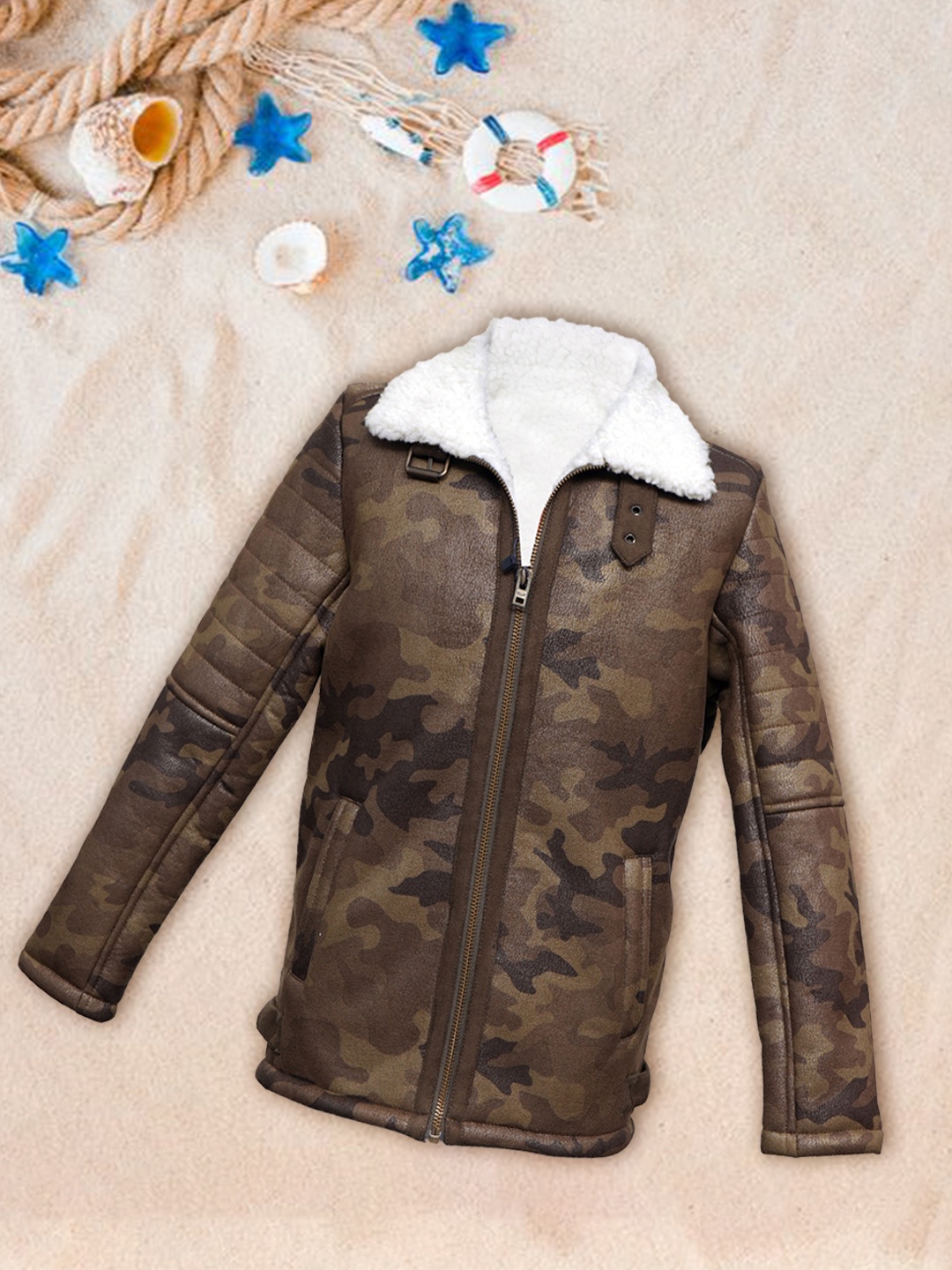 

LURE JUNIOR Boys Camouflage Faux Fur Trim Outdoor Puffer Jacket, Green