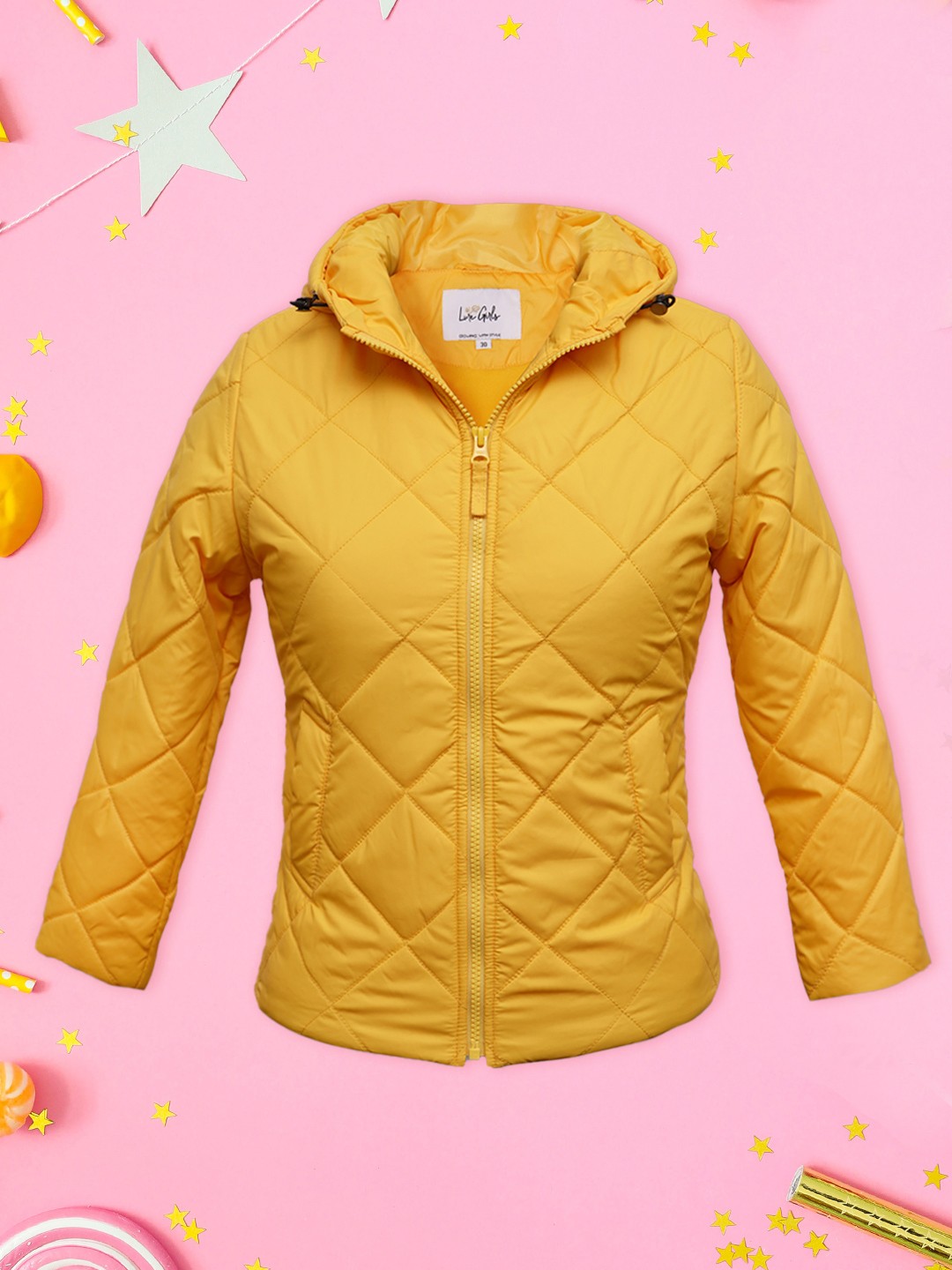 

LURE JUNIOR Girls Hooded Self Design Outdoor Puffer Jacket, Yellow