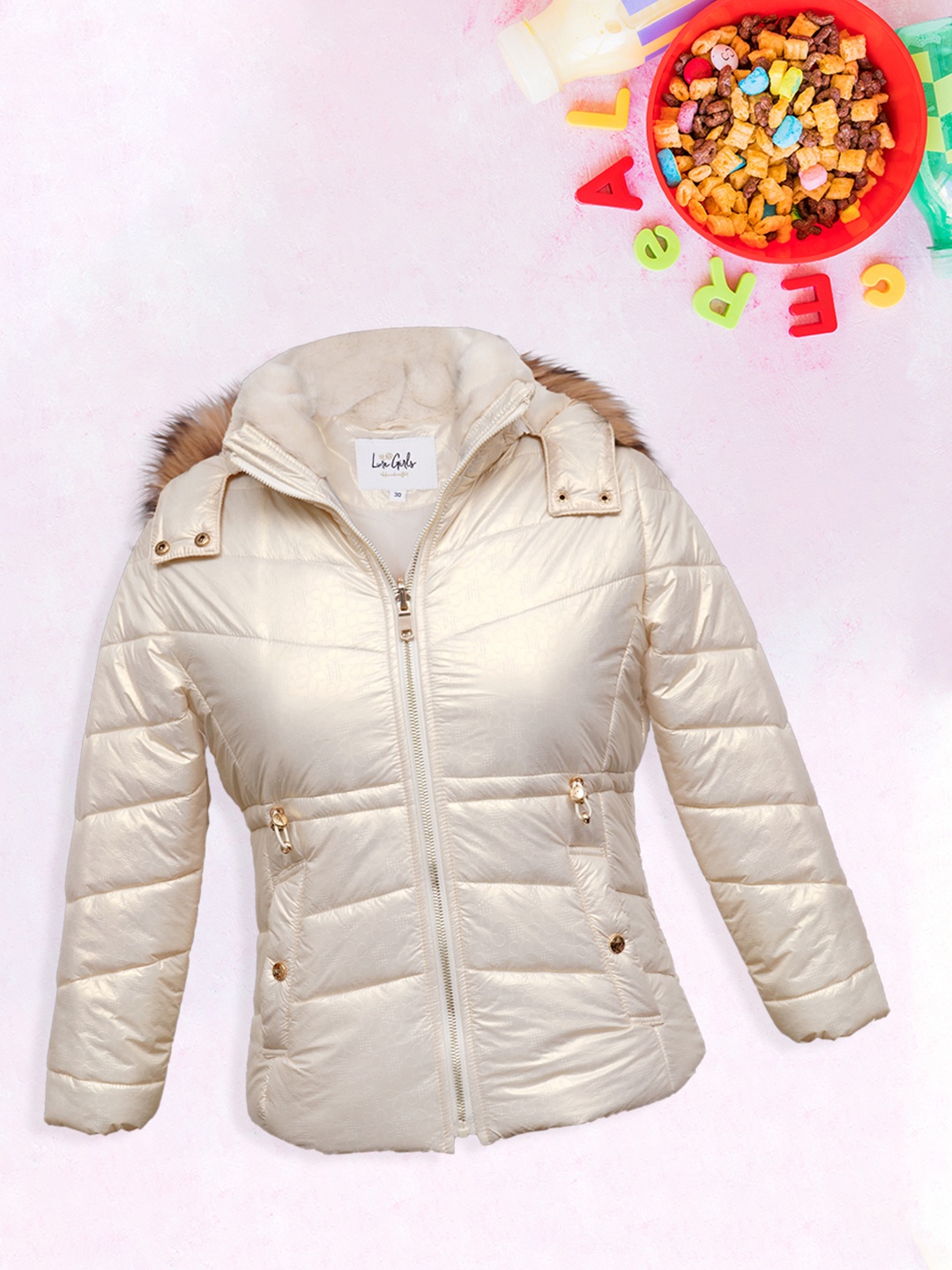 

LURE JUNIOR Girls Outdoor Puffer Jacket, Cream