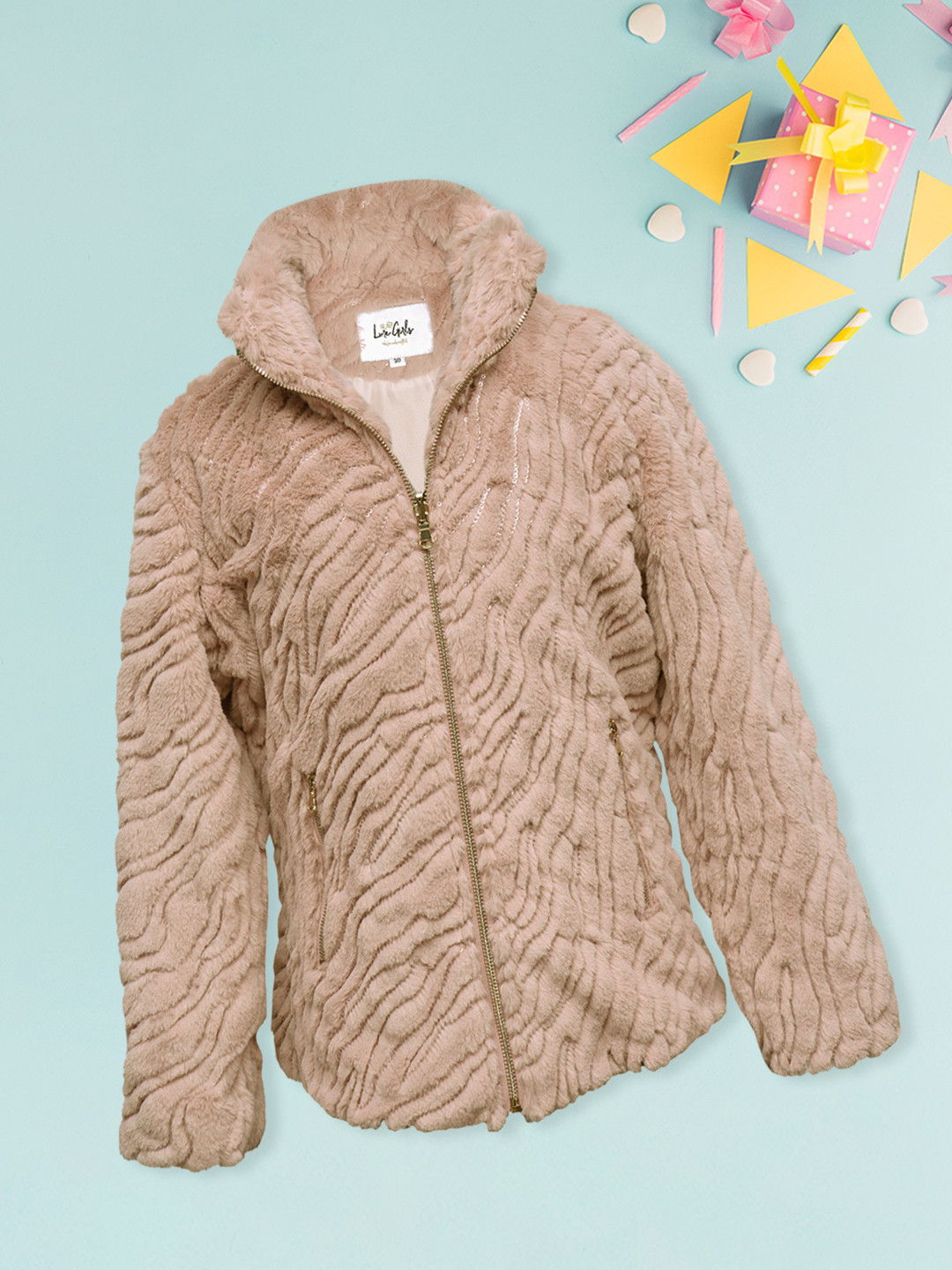 

LURE JUNIOR Girls Outdoor Self Design Puffer Jacket, Beige