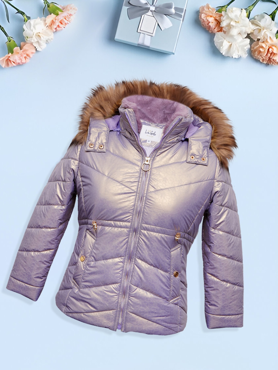 

LURE JUNIOR Girls Hooded Outdoor Puffer Jacket, Lavender